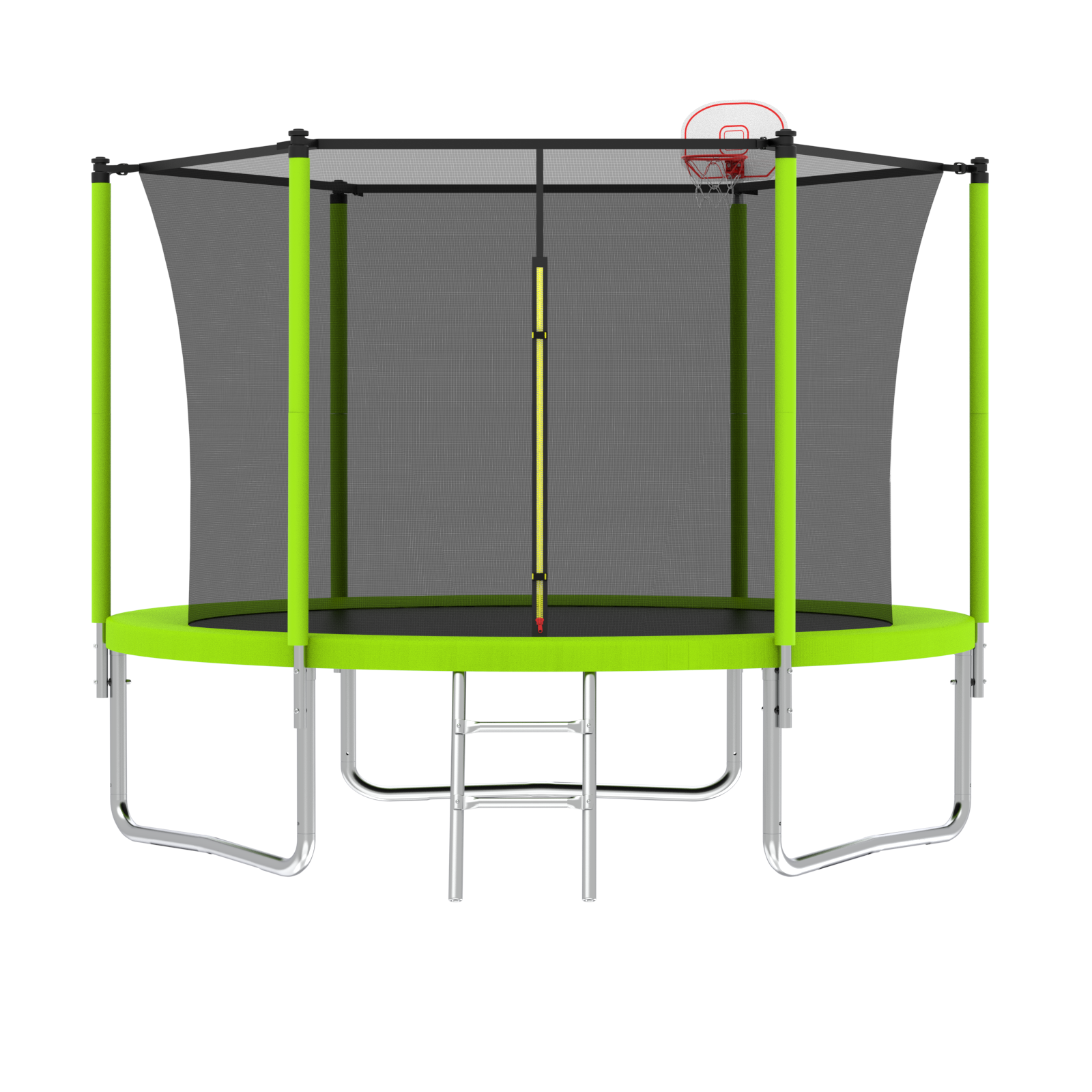 10FT Kids Trampoline with Basketball Hoop & Ladder - Outdoor Bounce Play Set with Safety Enclosure Net, Easy Fast Assembly, ASTM Approved for Backyard, Garden & Playground Fun