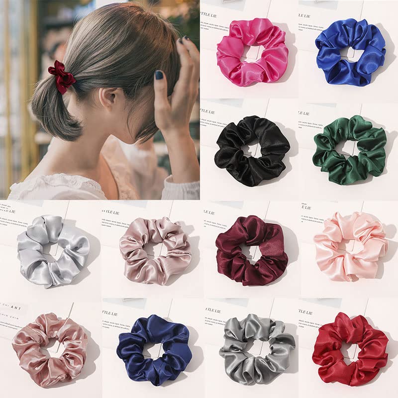 EPARTY - 24 Pack Satin Silk Scrunchies for Women & Girls, Soft Elastic Hair Bands, Ponytail Holders, Hair Ropes, All-Match Hair Accessories - Perfect for School, Work, Gym, Parties & Everyday Styling