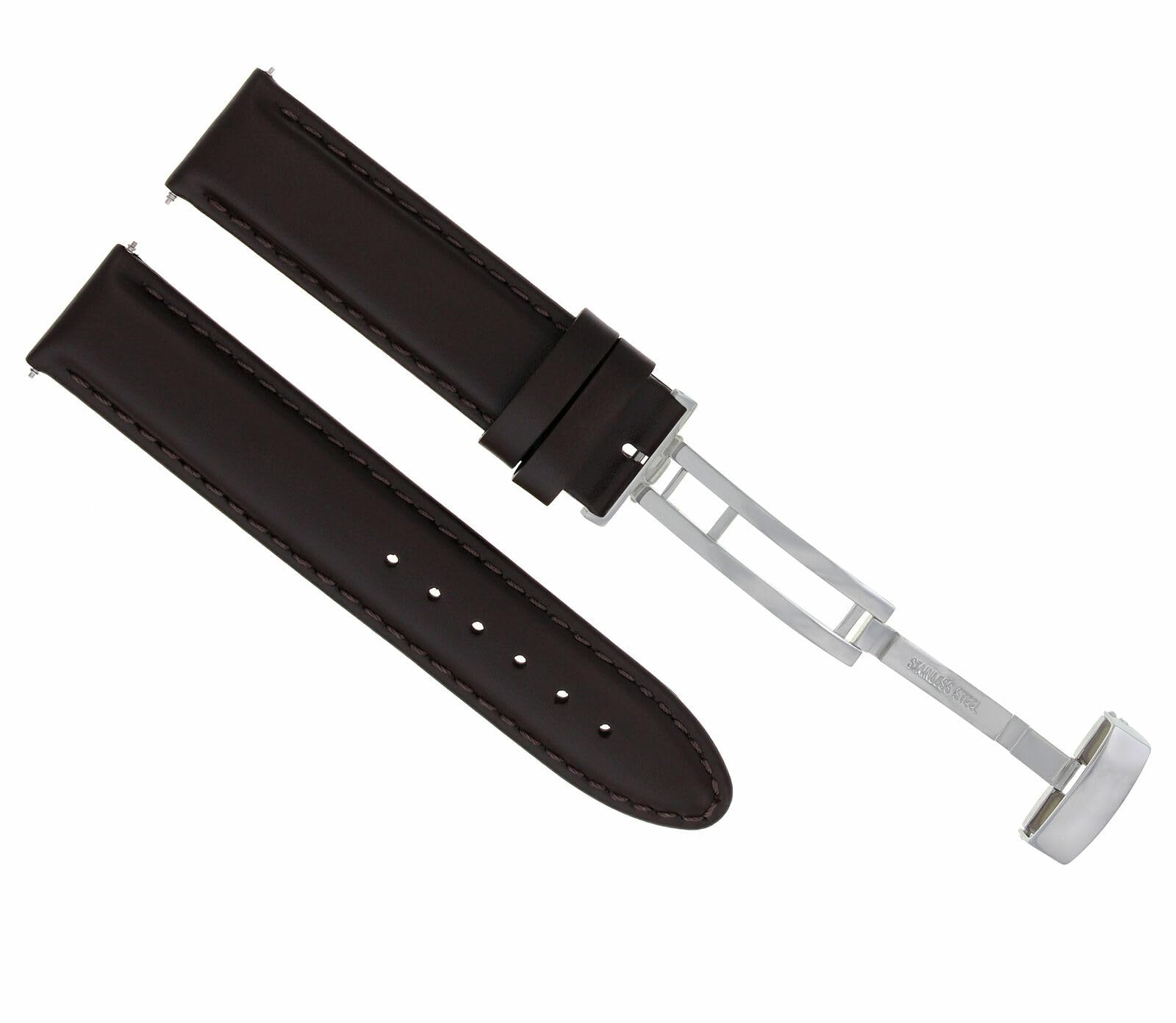 18mm Genuine Leather Watch Band Strap with Deployment Clasp - Smooth Dark Brown Replacement Strap Compatible with Tissot #8 | Perfect for Business, Casual & Formal Occasions