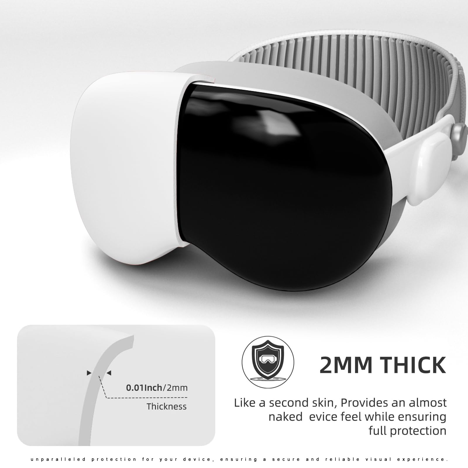 Apple Vision Pro VR Headset Case Cover Set - Soft Silicone Protector & Tempered Glass Screen Protector | 100% Compatible with Vision Pro Accessories | Perfect for Travel, Gaming & VR Protection (White)