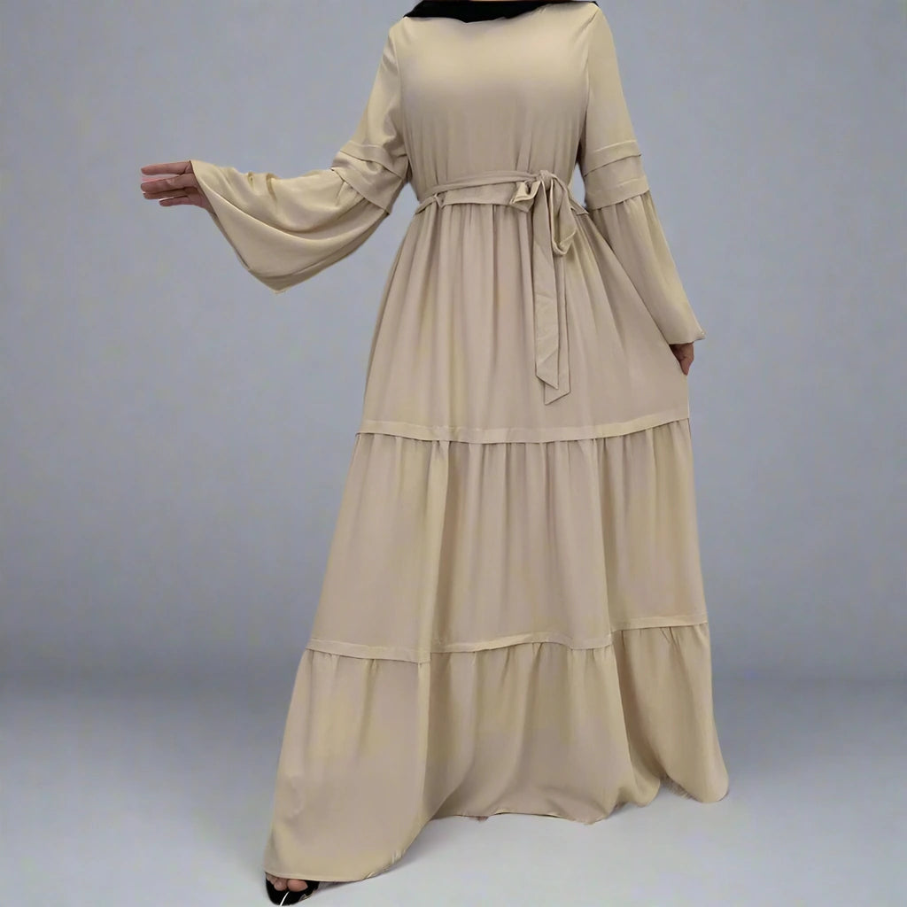 Elegant Chiffon Abaya Dress for Muslim Women - Modest Islamic Prayer Dress for Eid, Ramadan & Special Occasions