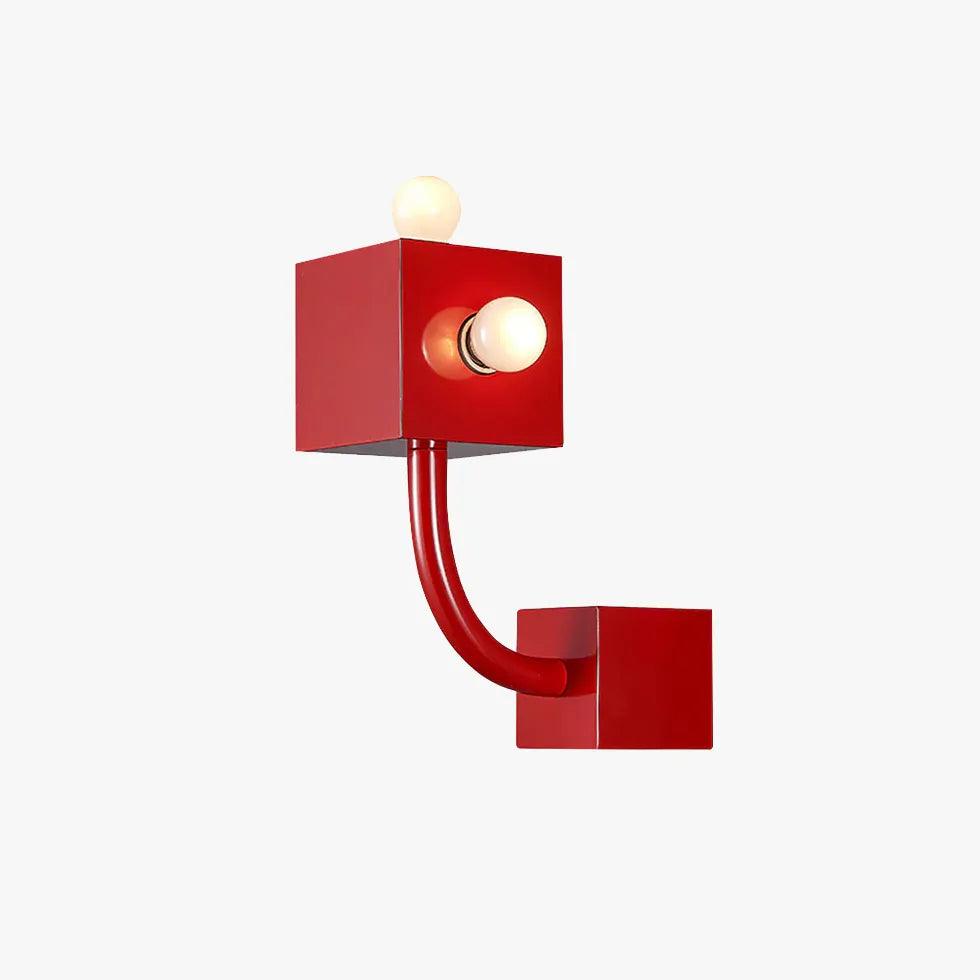 Modern Red Cube LED Wall Lights - Creative Geometric Design for Living Room, Bedroom, and Office Decor - Energy Efficient Indoor Lighting Solution