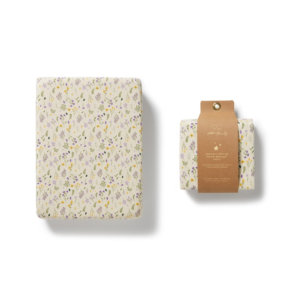 Organic Floral Bassinet Sheet for Baby Crib - Soft, Breathable & Hypoallergenic - Perfect for Nursery, Travel & Co-Sleeping