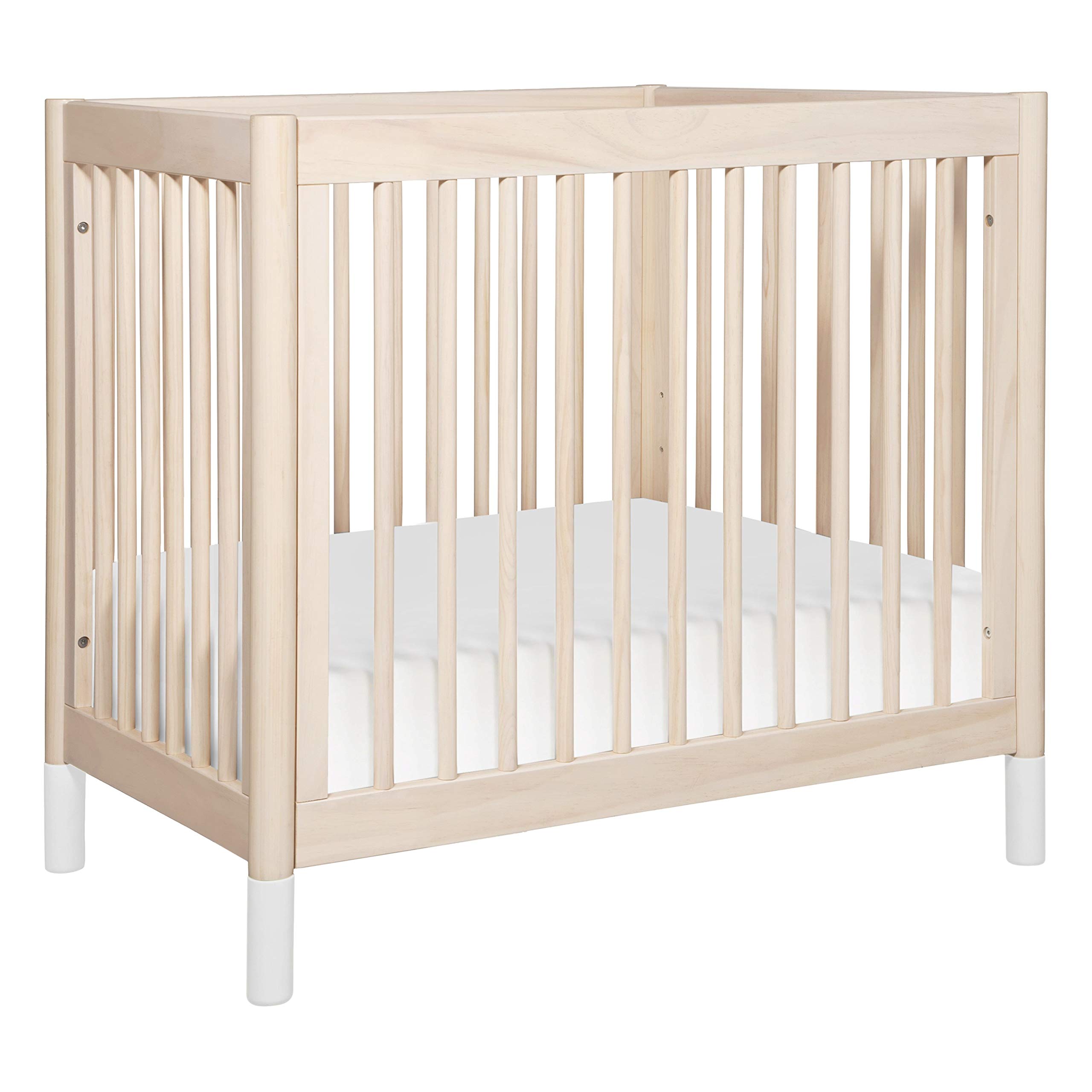 Babyletto Gelato 4-in-1 Convertible Mini Crib - Washed Natural & White - Greenguard Gold Certified - Perfect for Nursery, Small Spaces & Travel
