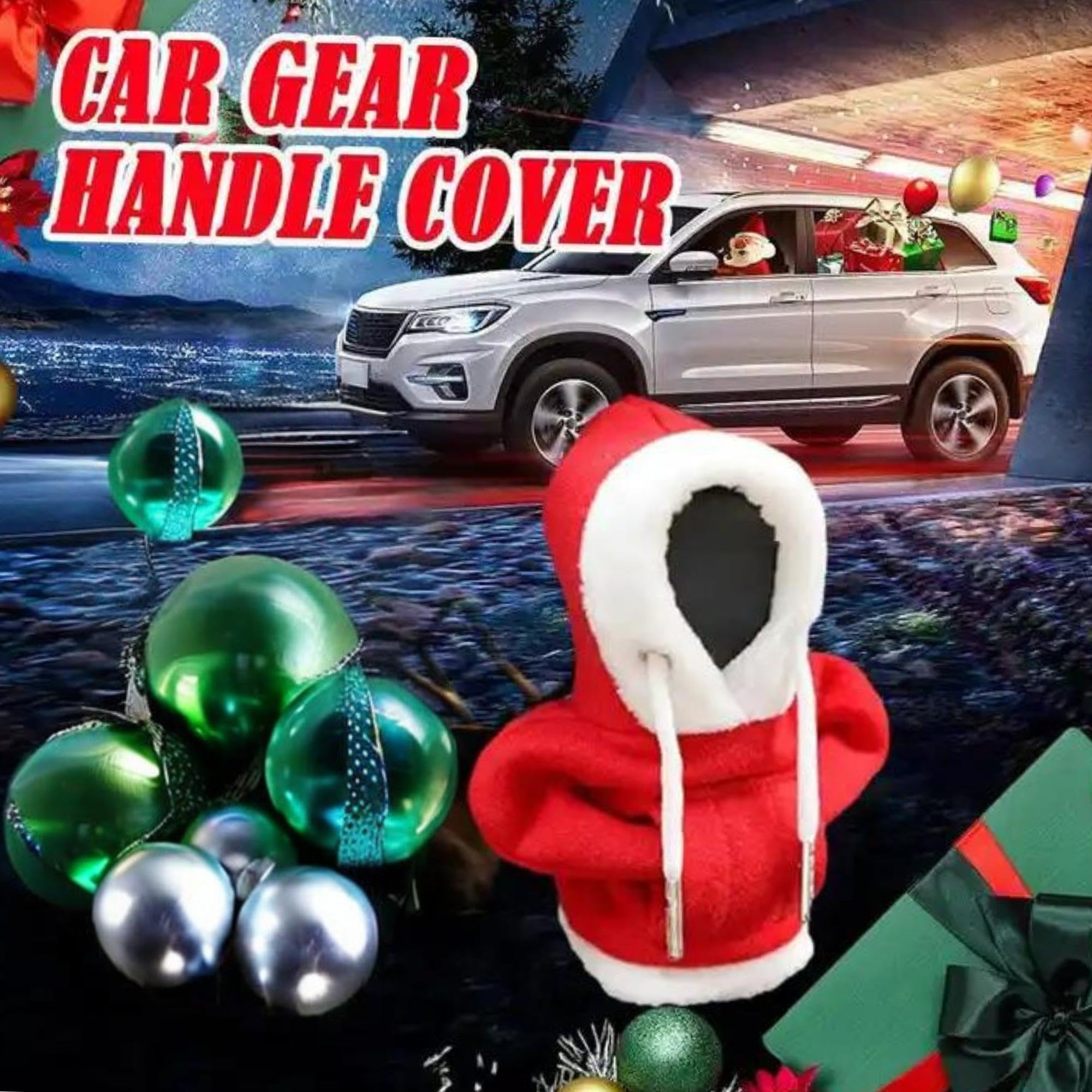 Funny Christmas Universal Car Gear Shift Hoodie & Knob Cover - Car Interior Accessories & Decorations for Festive Driving