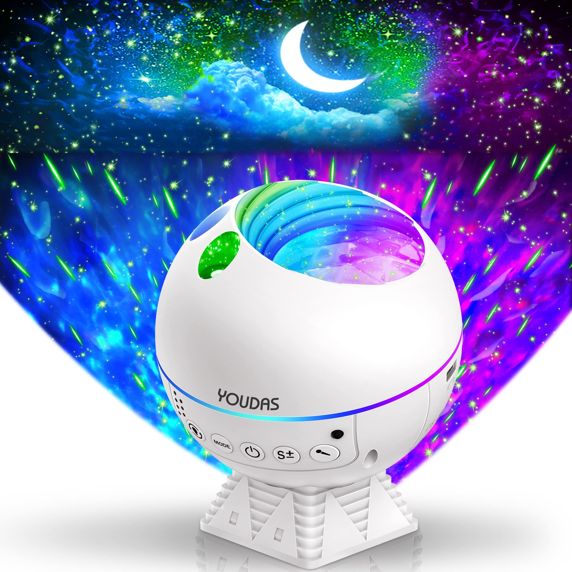 Galaxy Projector Night Light with Bluetooth Speaker & Timer - 43 Color Star Projector for Kids, Dimmable Moon & Nebula Lamp - Perfect for Bedroom Decor, Relaxation, Meditation & Baby Nursery