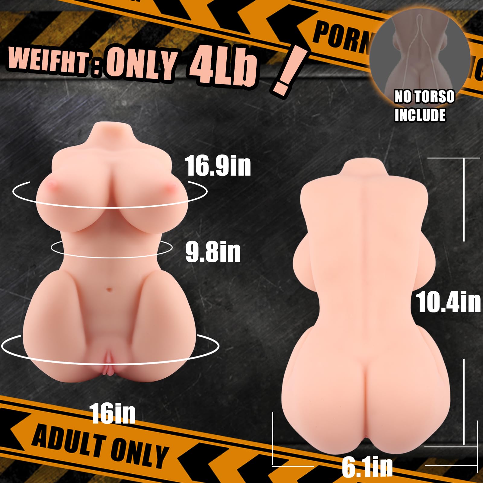 Realistic Male Masturbator Sex Doll with Big Breasts - 4Lb Compact Love Doll for Men, Vagina Anal & Breast Play | Perfect for Discreet Solo Pleasure, Travel & Stress Relief