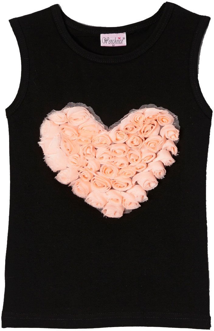 Black Rose Heart Tank Top for Girls - Stylish & Comfortable Summer Casual Wear for Teens & Kids
