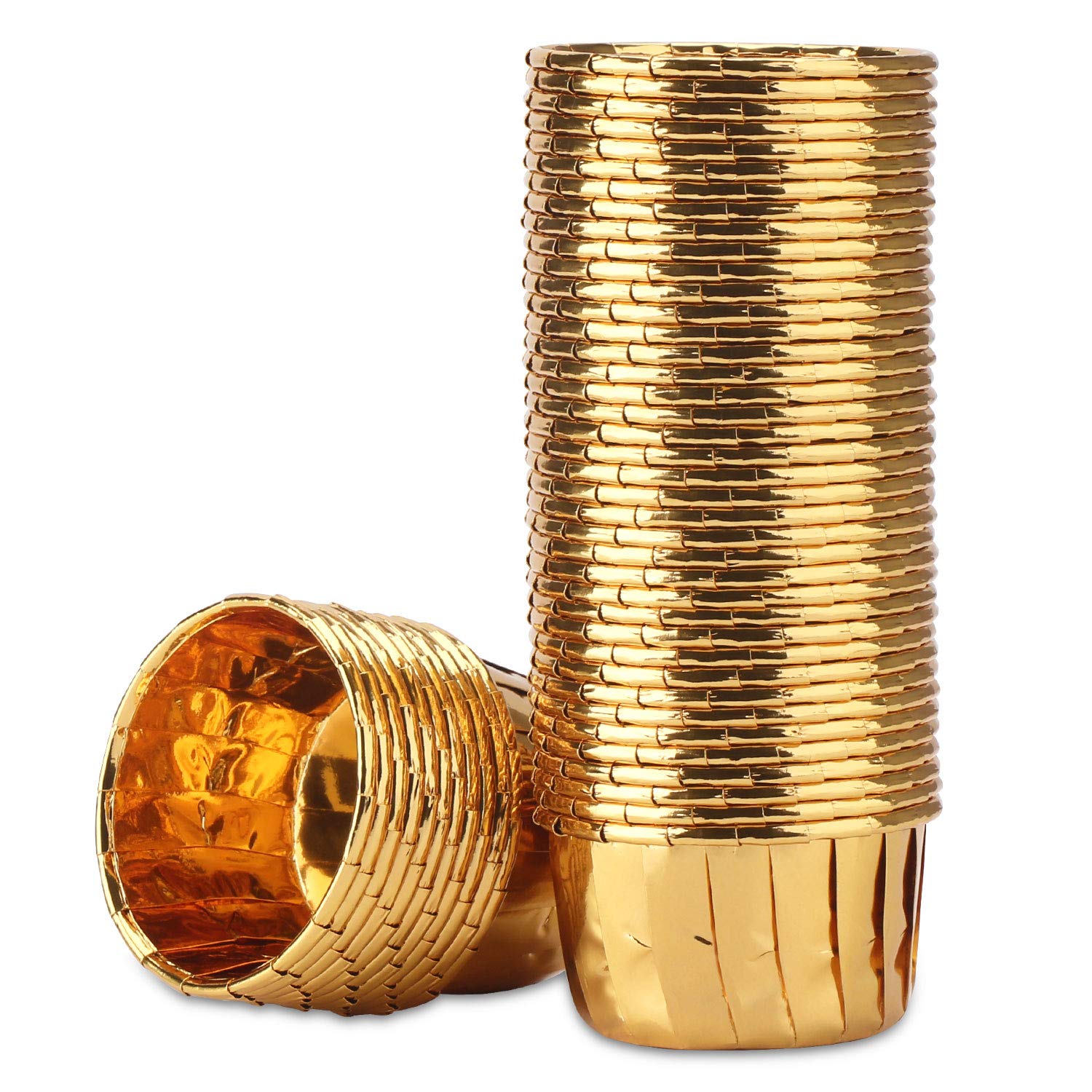 EUSOAR 50-Pack Gold Cupcake Baking Cups, 3.5 Oz Disposable Foil Muffin Liners - Premium Aluminum Ramekin Holders for Perfect Cupcakes & Muffins - Ideal for Birthday Parties, Weddings & Holiday Baking