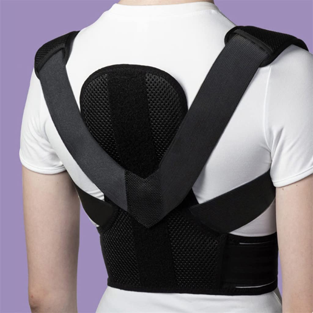 Adjustable Posture Corrector Back Brace - Unisex Waist Support Belt with 2 Alloy Plates for Spine Alignment (Black, XL) - Ideal for Office Work, Driving & Daily Posture Improvement