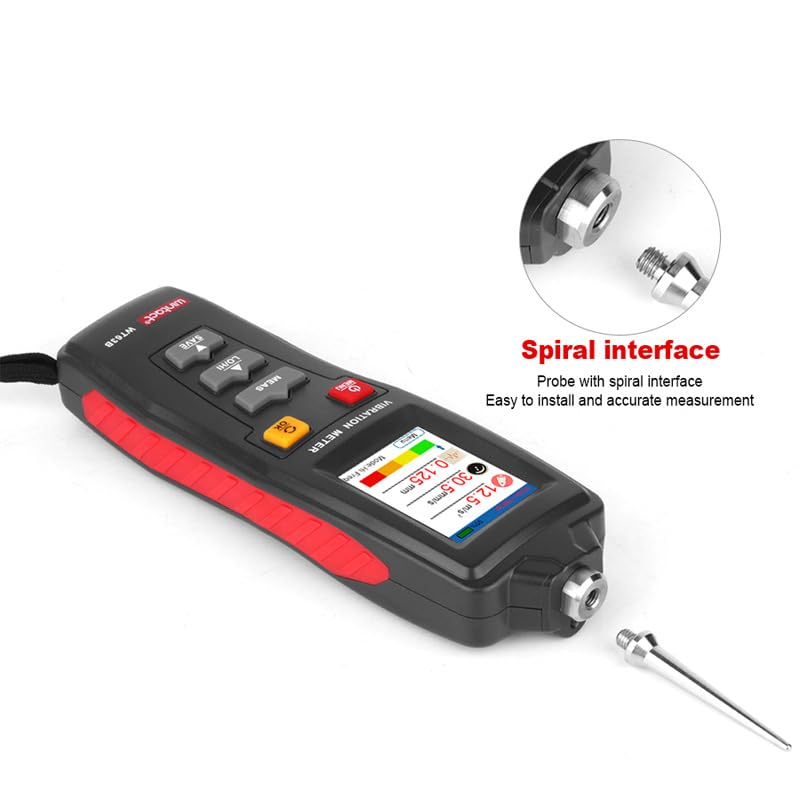 WT63B Digital Vibration Meter - High Sensitivity Portable Vibration Tester with Accelerometer, Resettable Job Timer & Color LCD Display | Industrial Equipment Maintenance, Machine Condition Monitoring, HVAC System Diagnostics