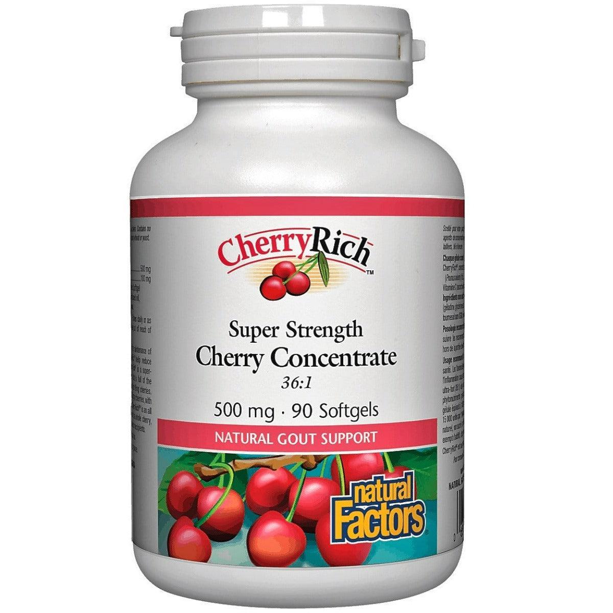 Natural Factors Cherry Concentrate 500mg - 90 Softgels for Joint Support & Antioxidant Benefits - Perfect for Arthritis Relief & Daily Wellness Supplement
