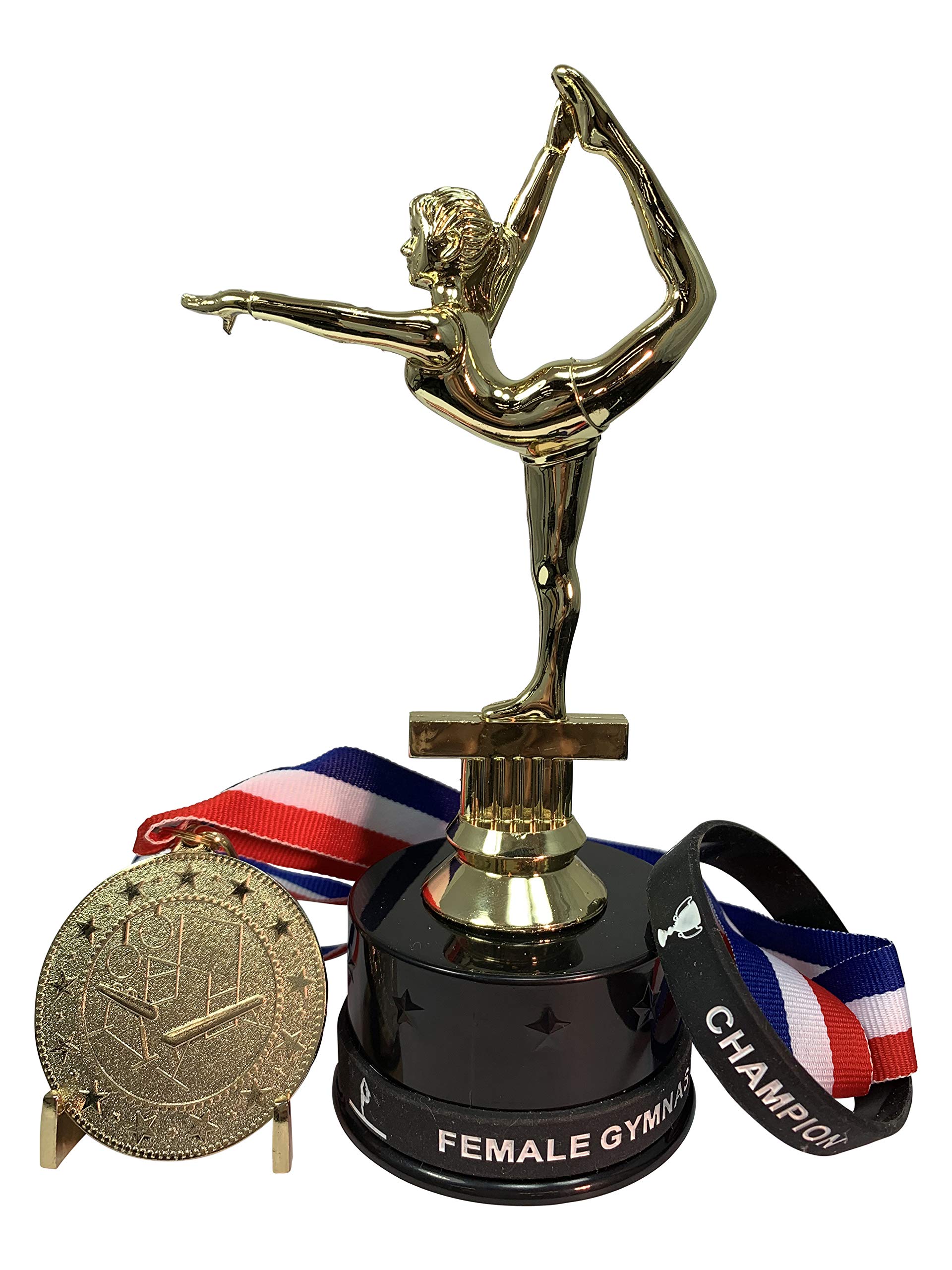 Custom Gymnastics Trophies for Girls - 1 to 12 Pack Award Sets with Gold Medals, Wristbands & Ribbons | Perfect for Competitions, School Sports Day & Achievement Recognition