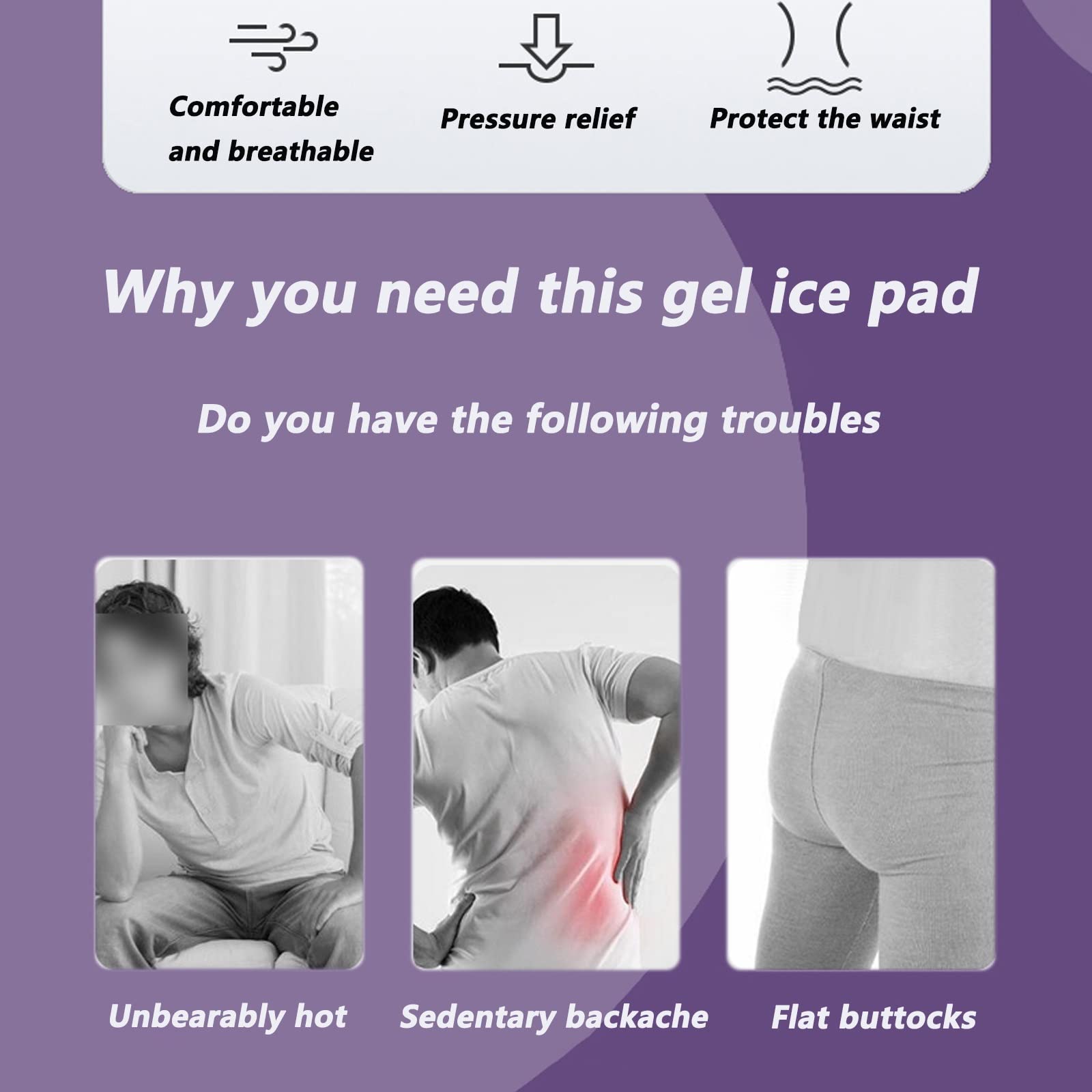 Summer Cool Gel Seat Cushion - Breathable Pressure Relief Pad for Office & Car (1.2