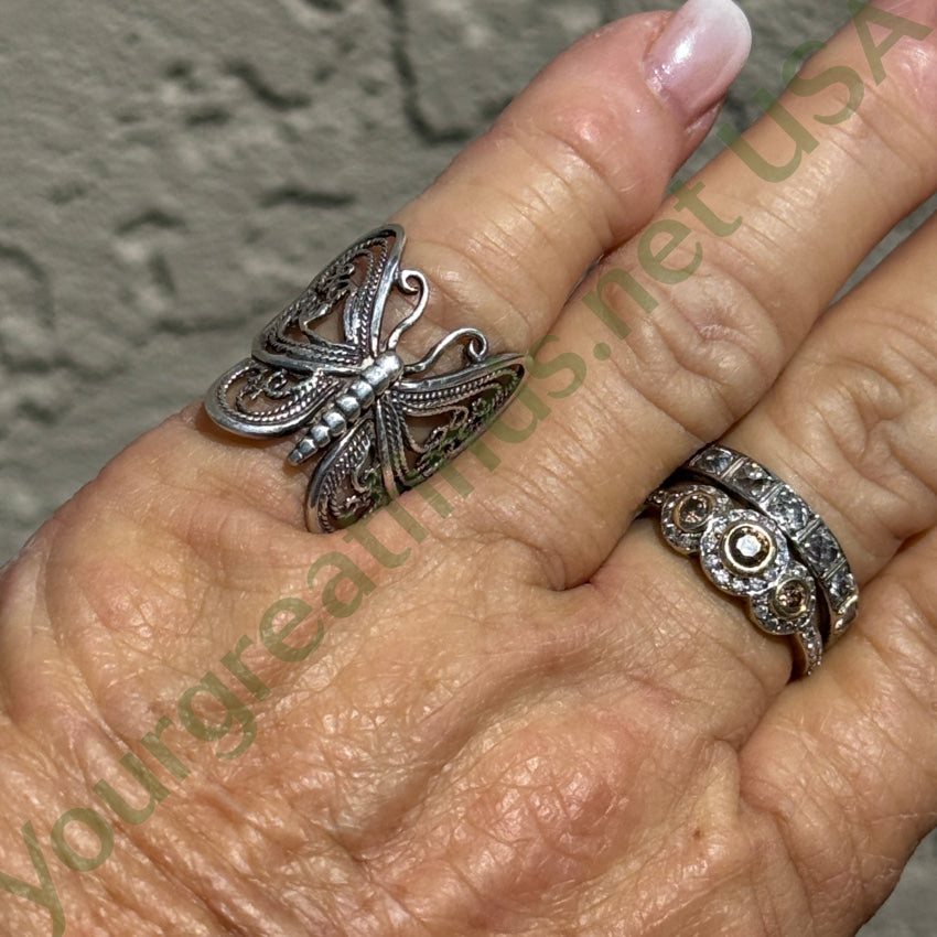 Elegant Sterling Silver Filigree Butterfly Ring - Size 6 - Perfect for Women's Fashion Jewelry, Gift Giving & Special Occasions