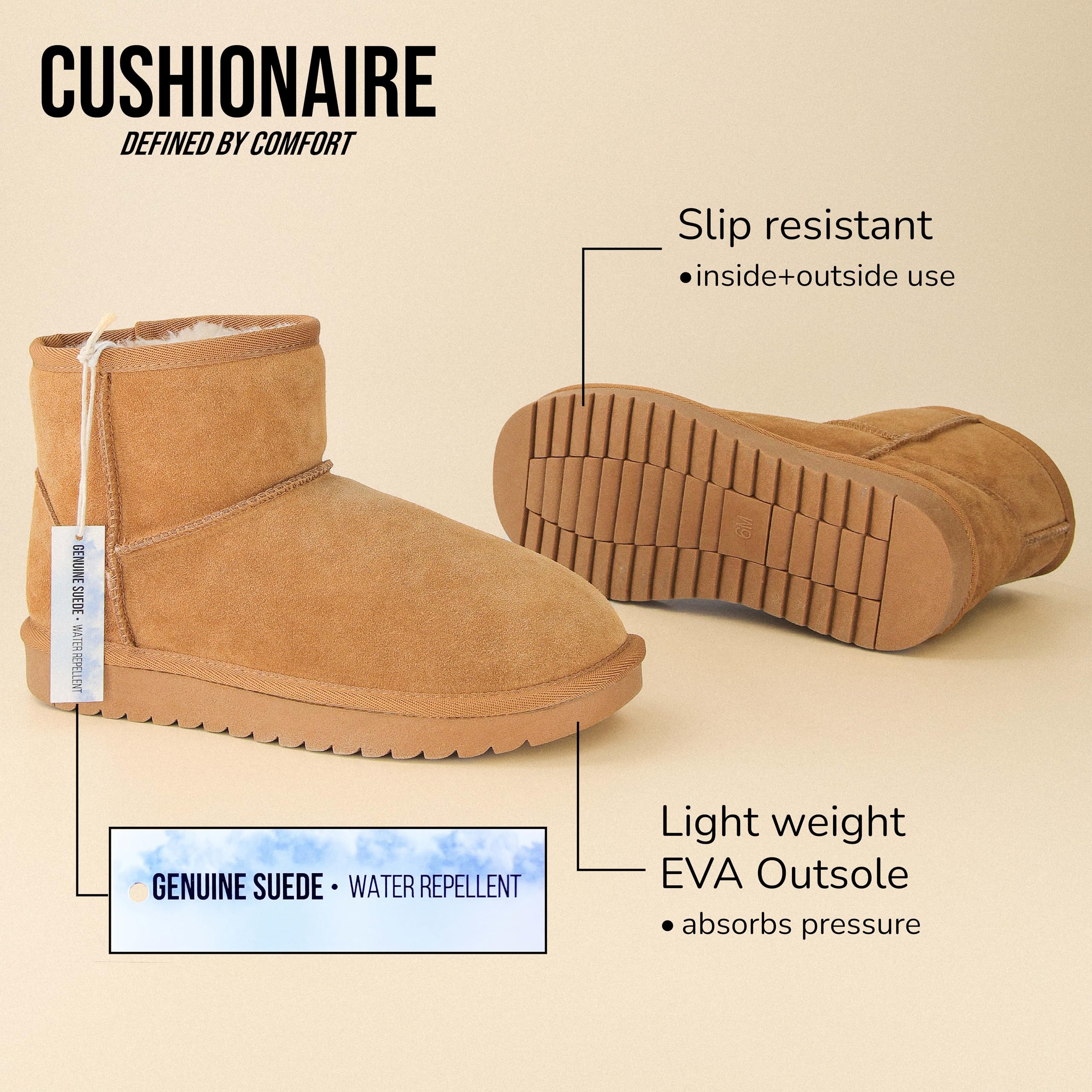CUSHIONAIRE Women's Boots with Memory Foam - Comfortable for Walking & Work