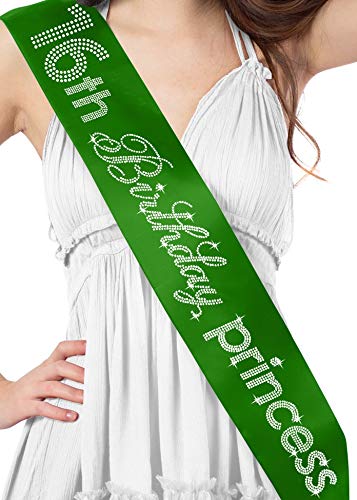 16th Birthday Princess Rhinestone (Green - Sash)