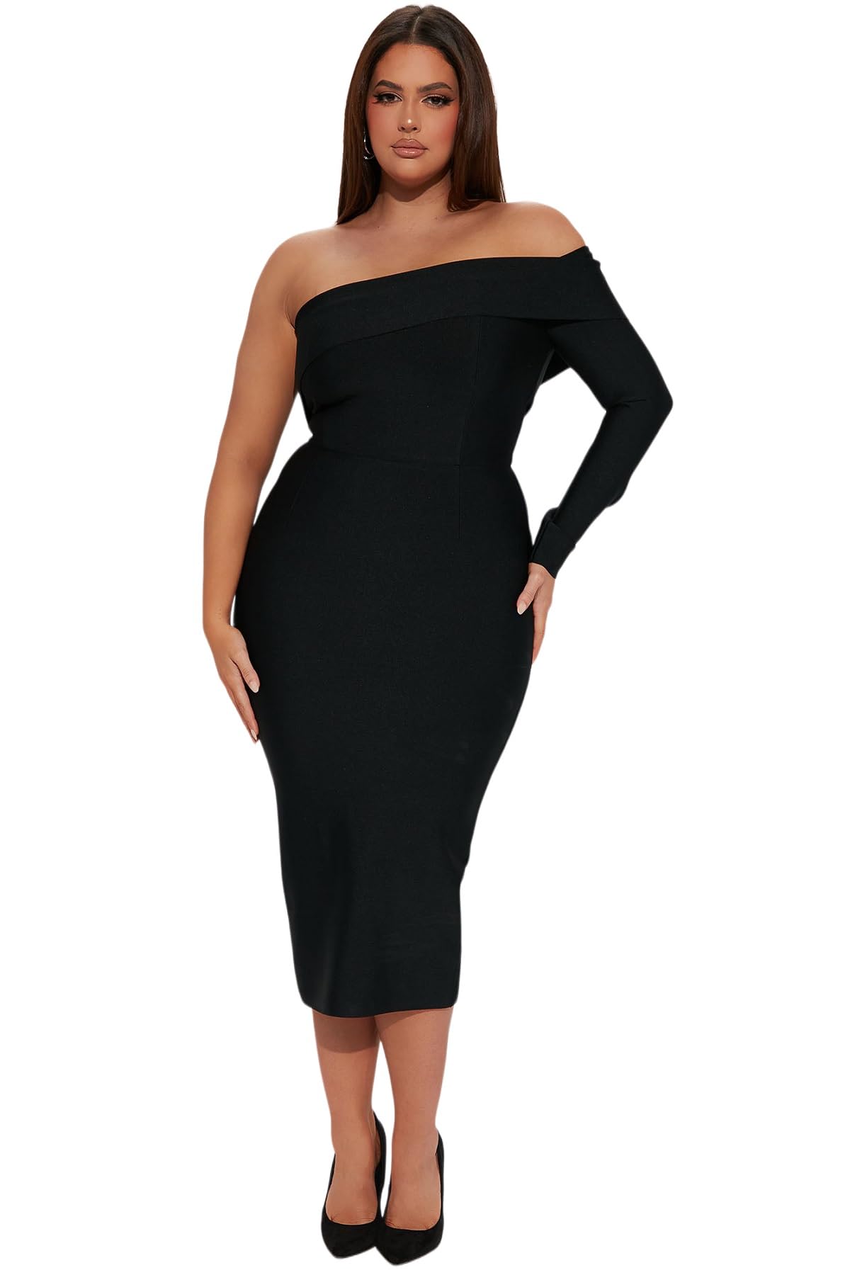 Elegant Long Sleeve Twist Front Wedding Guest Dress for Women - Formal Party Cocktail Attire for Bridal Showers, Evening Events & Special Occasions