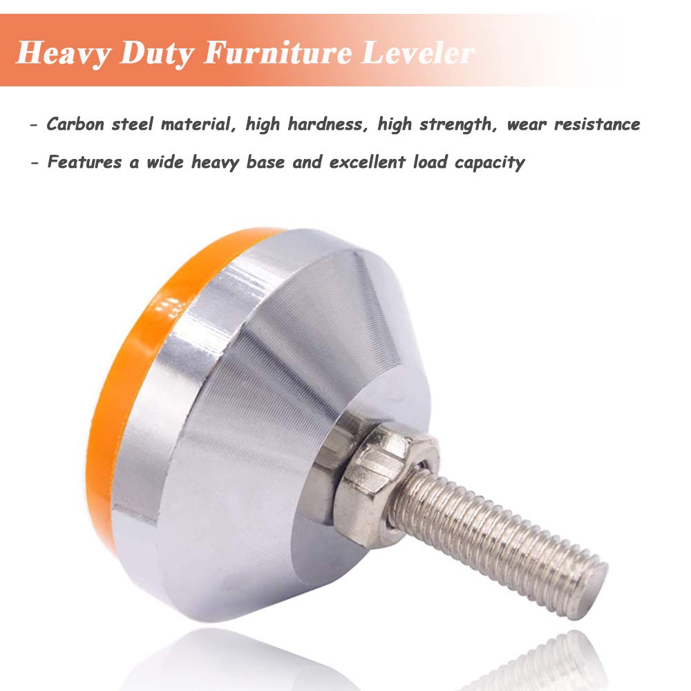 2Pcs Heavy Duty Furniture Leg Levelers - M10 Threaded Adjustable Leveling Feet with Non-Slip Rubber Pads for Workbenches, Machinery, Cabinets & Equipment | Perfect for Workshop, Garage & Industrial Use