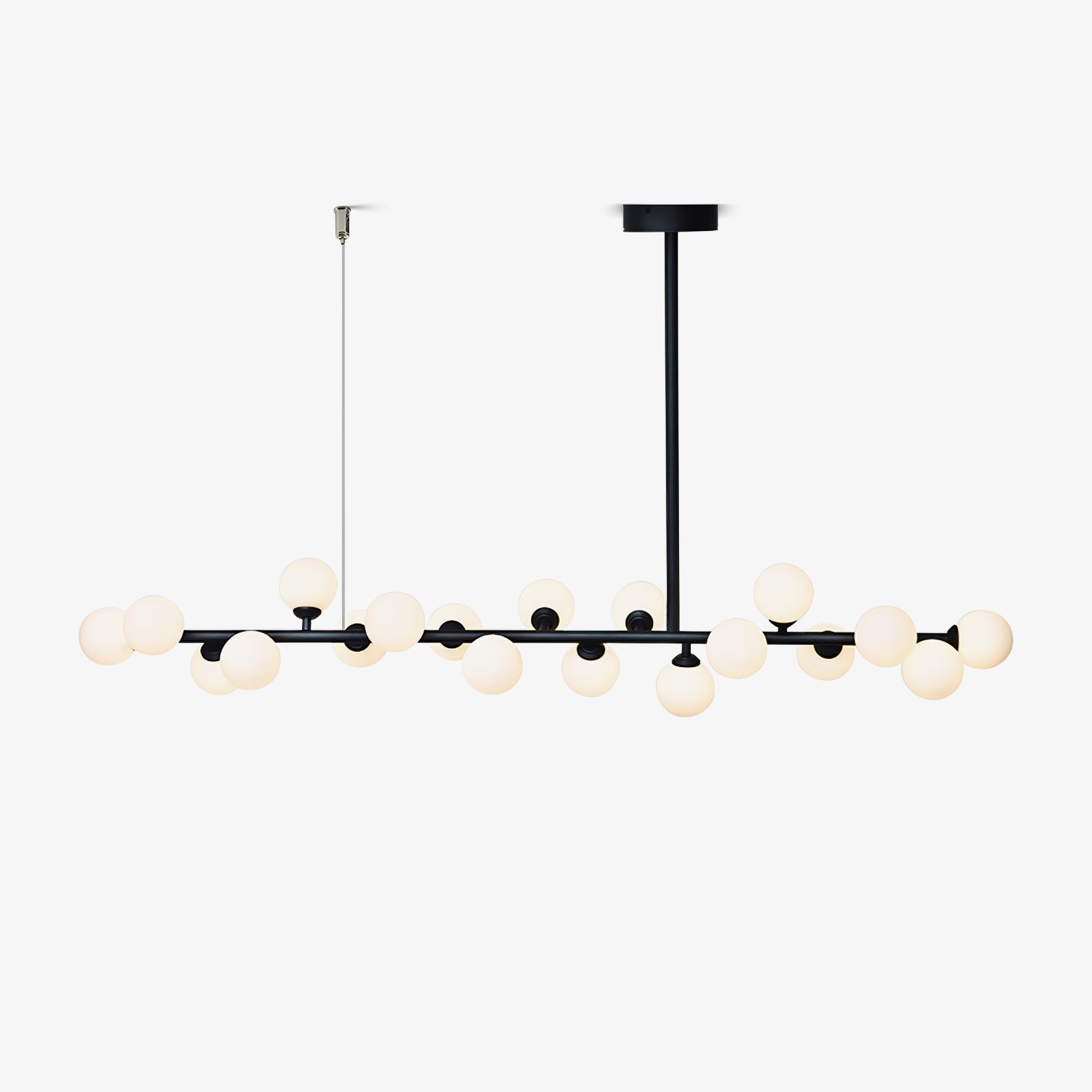 Modern Linear Balls Chandelier - Sleek Crystal Glass Pendant Lighting Fixture for Dining Room, Living Room & Bedroom | Elegant Home Decor & Ceiling Light