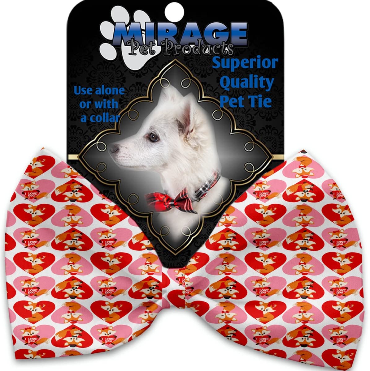 Stylish Foxy Love Pet Bow Tie Collar with Adjustable Velcro - Perfect for Dogs & Cats for Parties, Weddings & Photo Shoots