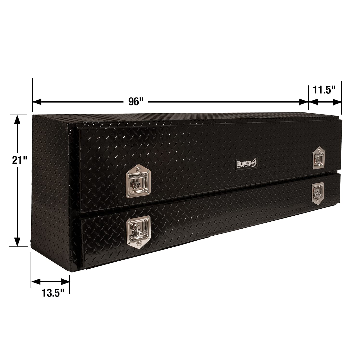 1725660 Black Aluminum Diamond Tread Truck Tool Box - 96x21x13.5 Inch Lockable Storage with T-Handle & Lower Compartment | Durable Contractor Tool Organization for Pickup Trucks & Work Vans