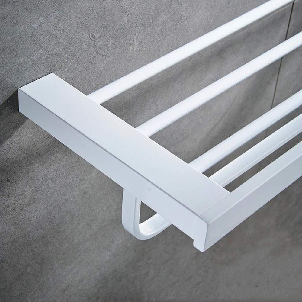 Stainless Steel Bathroom Shelf - Dual Towel Rack Wall Mounted Organizer for Bath Towels & Storage | Rustproof SUS304 for Home, Hotel & Spa (Perfect for Small Bathrooms & Space-Saving Solutions)