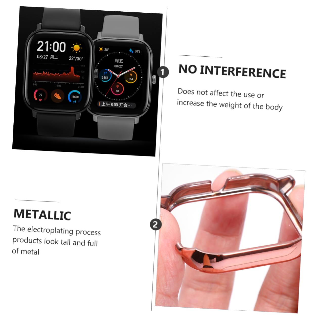 Hemobllo Tempered Glass Screen Protector & PC Bumper Case for Smartwatch - Durable Scratch-Resistant Cover for Exercise, Fashion, and Daily Use