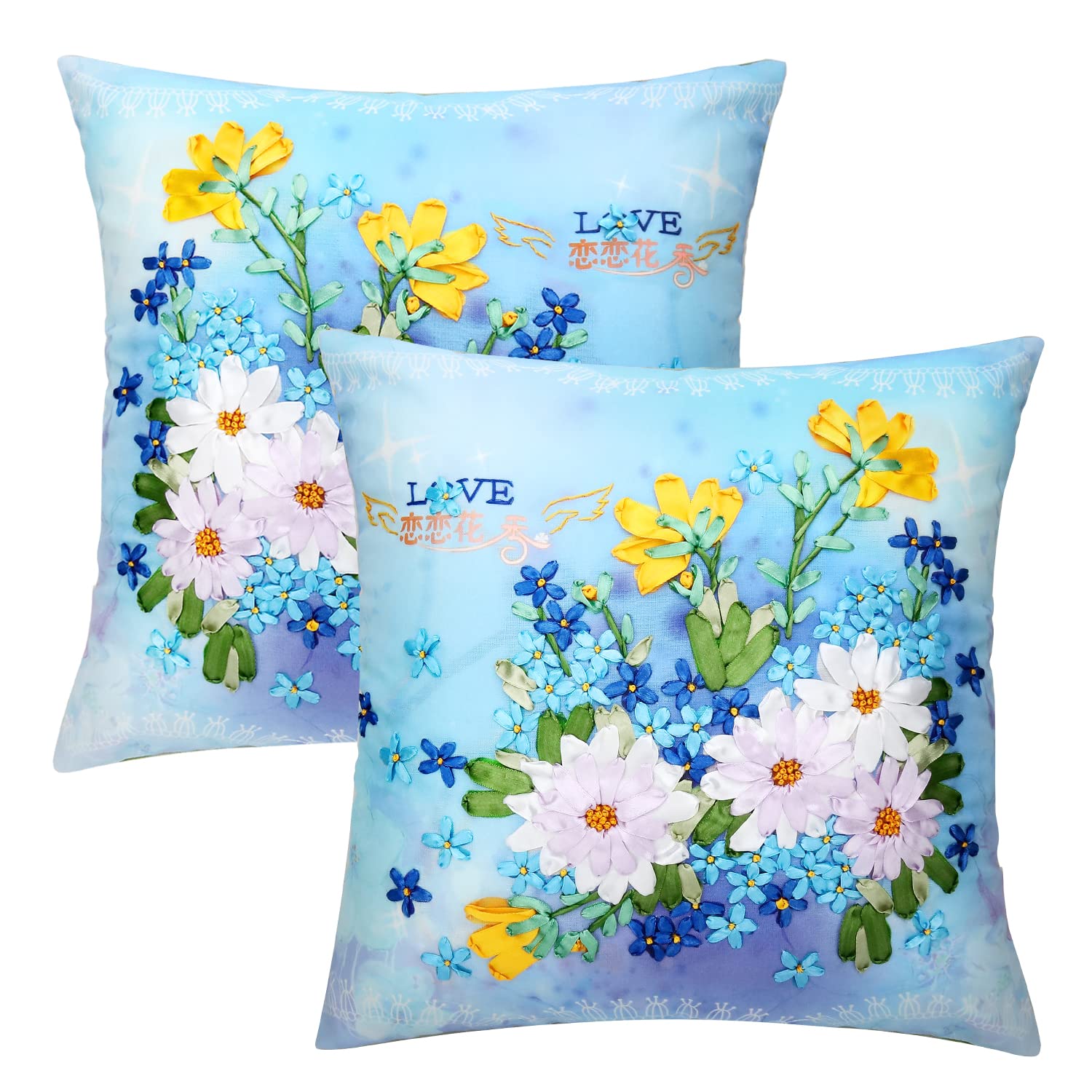 Maydear 2-Pack Embroidered Throw Pillow Covers - DIY Embroidery Kit for Home Decor, Sofa, Bedroom & Car Accessories - Perfect for Boho, Farmhouse & Modern Interior Design Styles