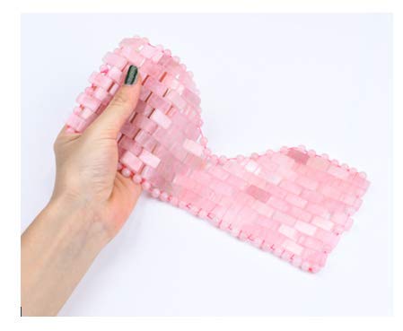 100% Natural Rose Quartz Cooling Eye Mask for Fatigue Relief & Stress Reduction - Beaded Stone Therapy Eye Mask for Relaxation, Sleep & Skincare - Perfect for Spa, Travel & Home Use