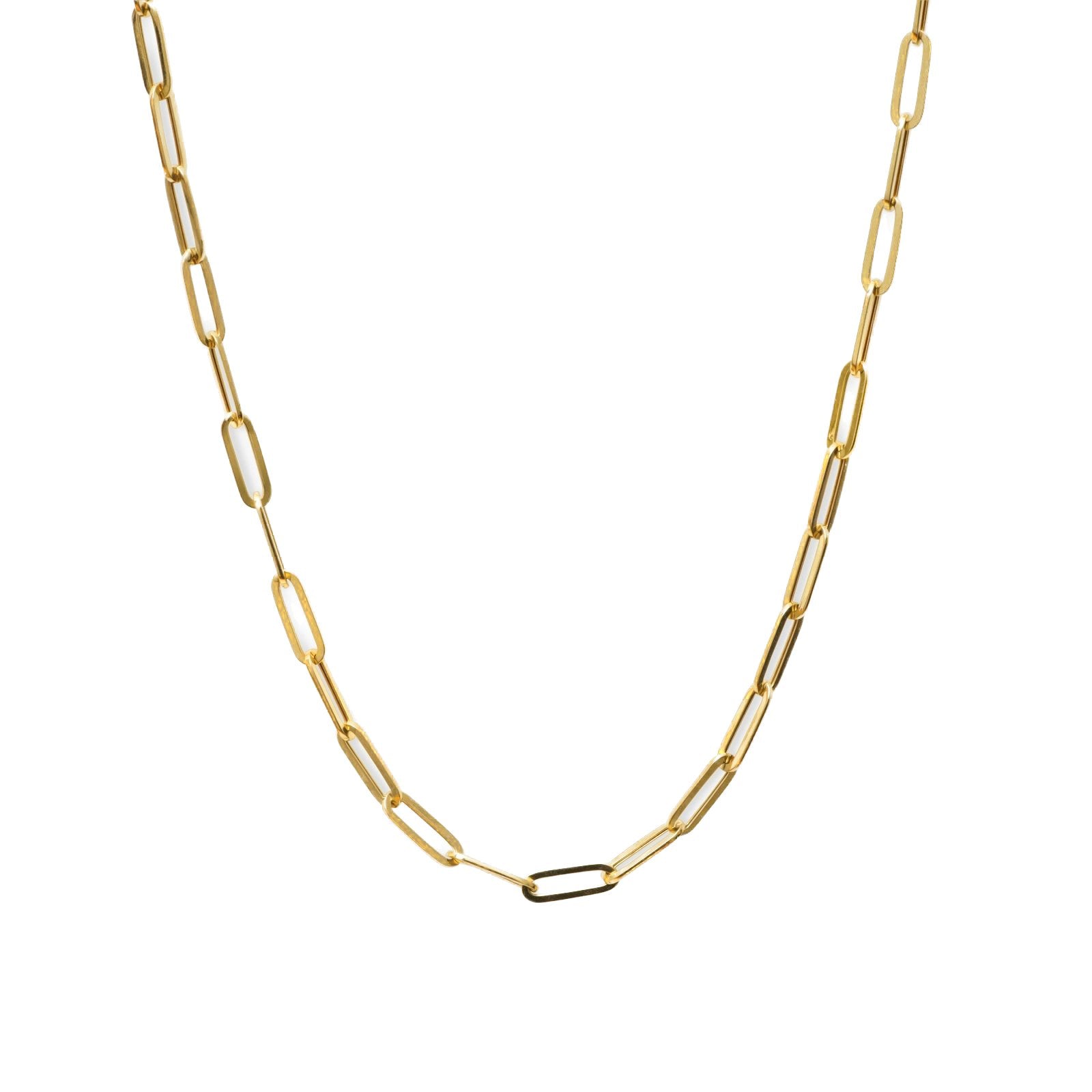 14k Yellow Gold Paperclip Chain Necklace - Classic Dainty Minimalist Jewelry for Women, Perfect for Everyday Wear, Layering & Gift Giving
