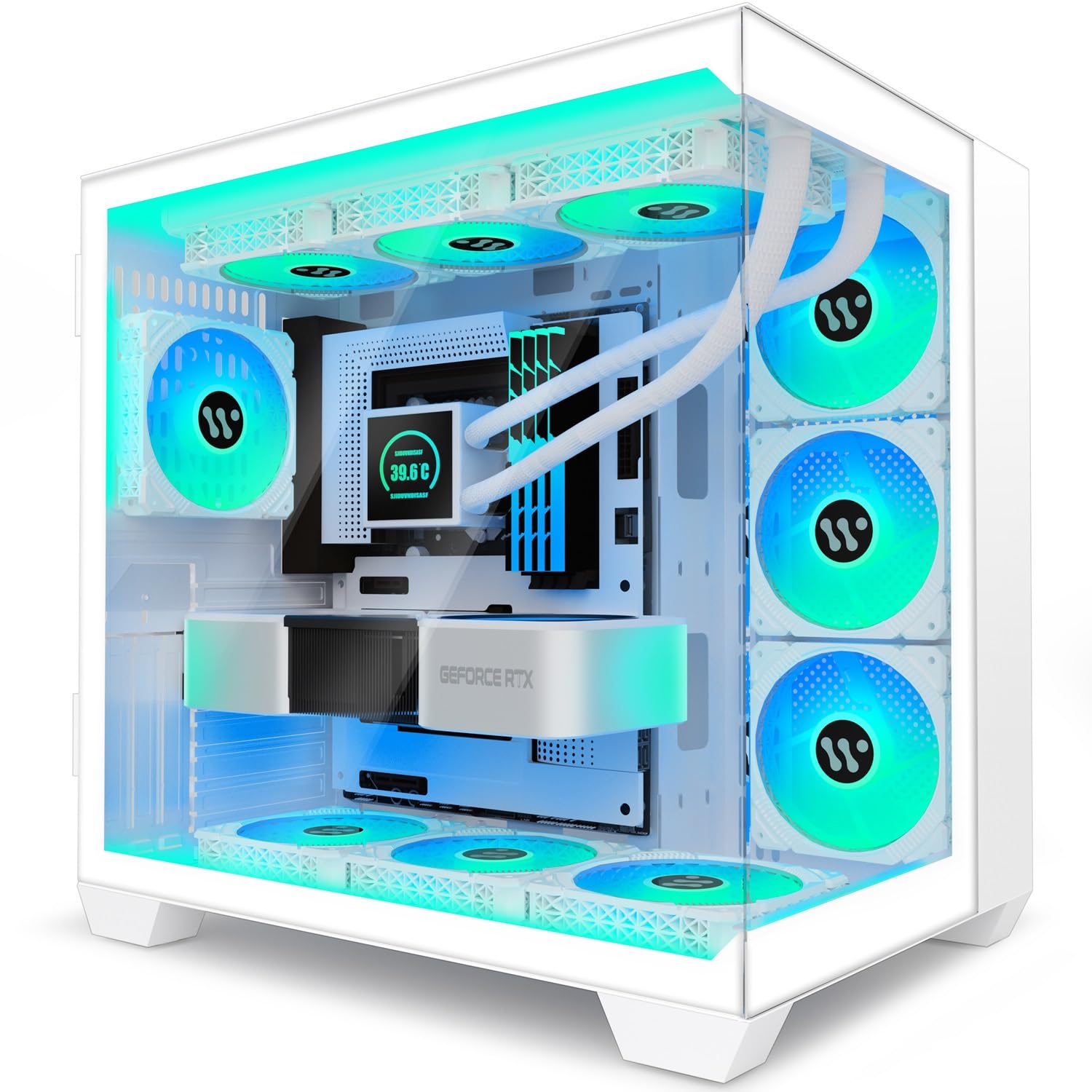 KEDIERS ATX Mid-Tower Gaming PC Case with 9 Pre-Installed PWM ARGB Fans, Panoramic Tempered Glass, USB Type-C & 360mm Radiator Support - Perfect for High-Performance Gaming Rigs and Custom Water Cooling Builds