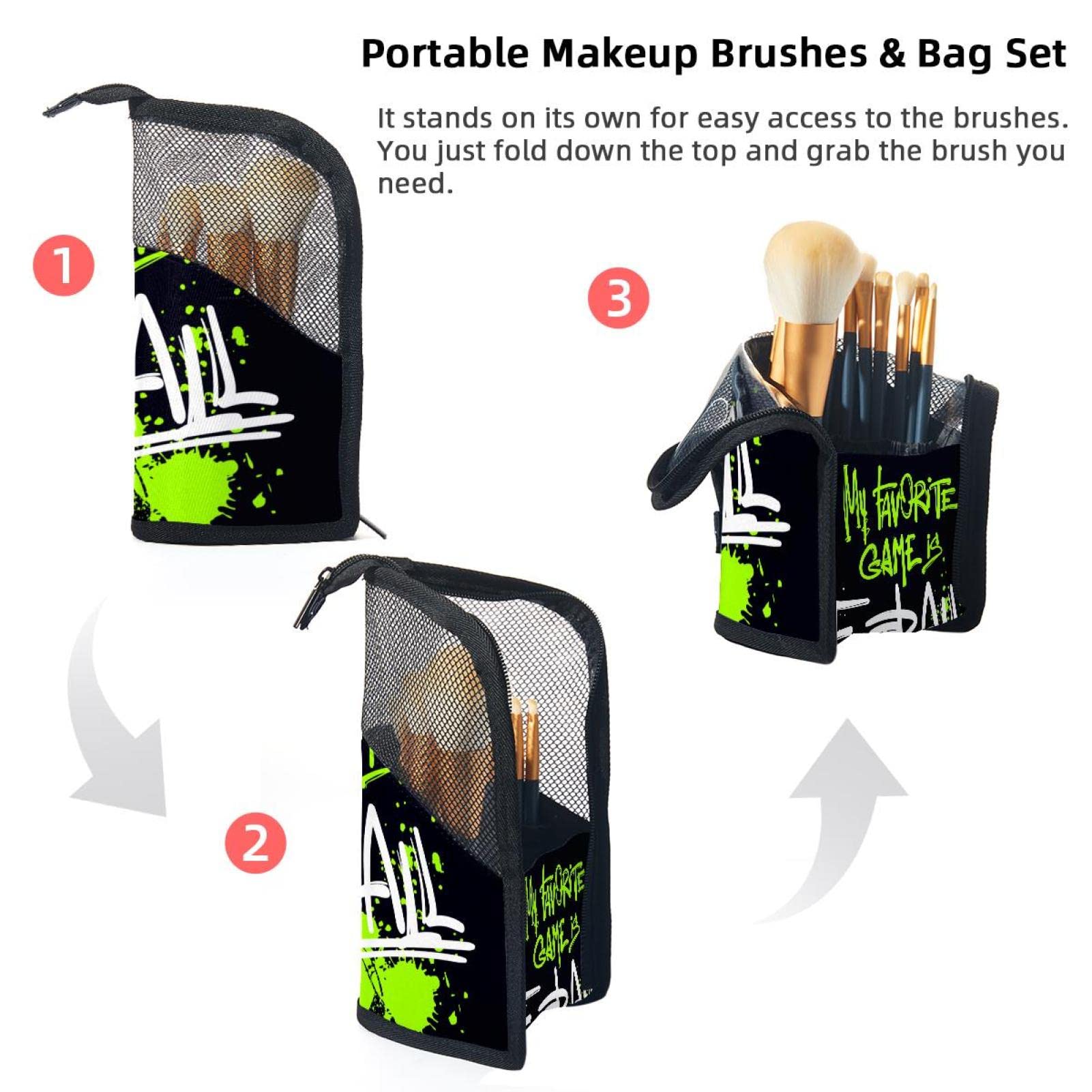 12-Piece Makeup Brush Organizer Bag with Portable Holder Case - Perfect for Travel, Home & Professional Makeup Artists | Waterproof Cosmetic Brush Storage Pouch for On-the-Go Beauty Essentials