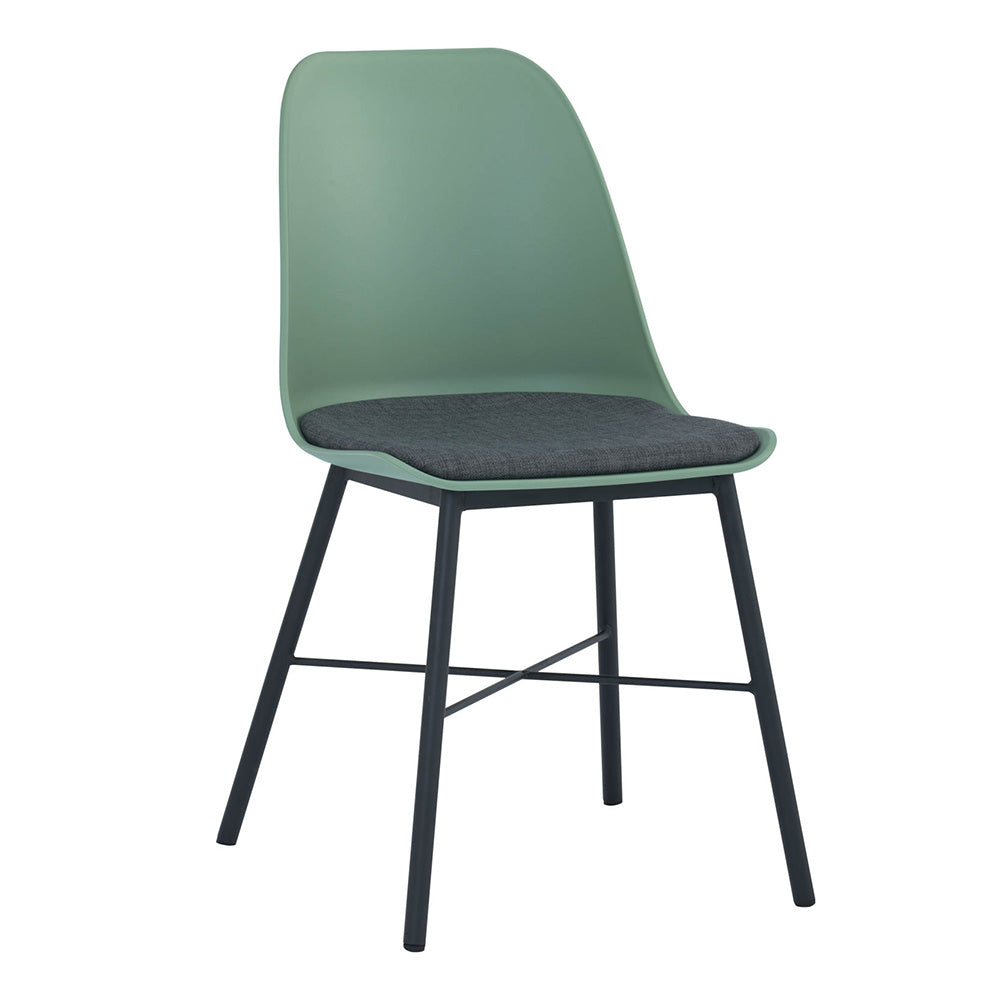 LAXMI Modern Dining Chair - Dusty Green & Black Upholstered Seat - Comfortable & Stylish for Kitchen, Dining Room, or Breakfast Nook