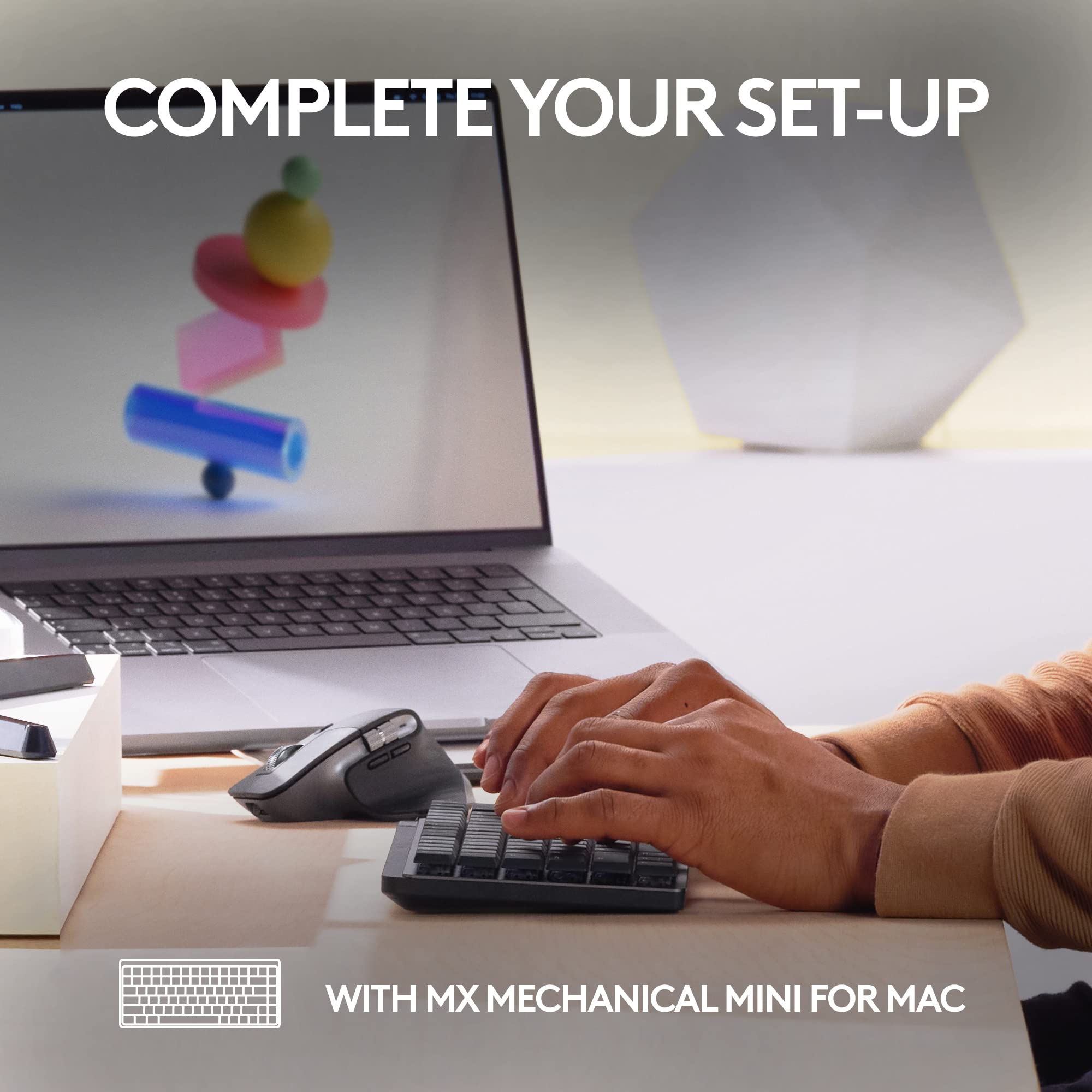 Logitech MX Master 3S Wireless Bluetooth Mouse for Mac - Ergonomic Design, Ultra-Fast Scrolling, 8000 DPI Precision, Silent Clicks, Glass Tracking - Compatible with MacBook, iPad (Space Gray) - Perfect for Office Work, Graphic Design & Video Editing