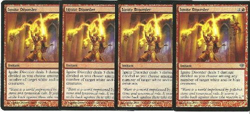 MTG Conflux IGNITE DISORDER Red Foil Uncommon Playset of 4 Cards - Magic The Gathering Collectible Trading Cards for Deck Building & Gameplay