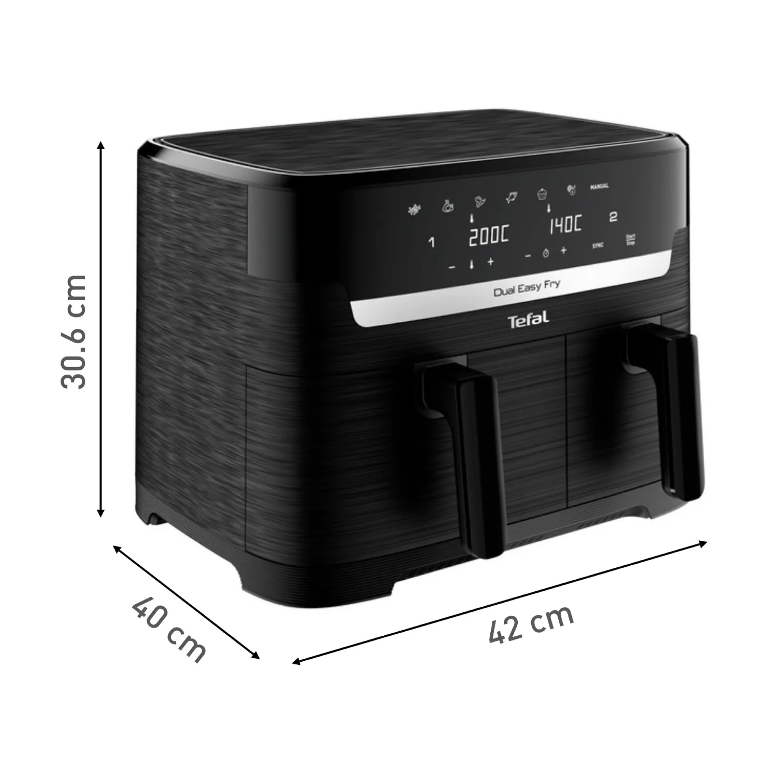 Tefal Dual Easy Fry Essential XXL Air Fryer - 8.2L Capacity, 2000W, 8-in-1 Functions, Black (EY901N) - Perfect for Healthy Frying, Baking, Roasting & Grilling for Family Gatherings & Parties