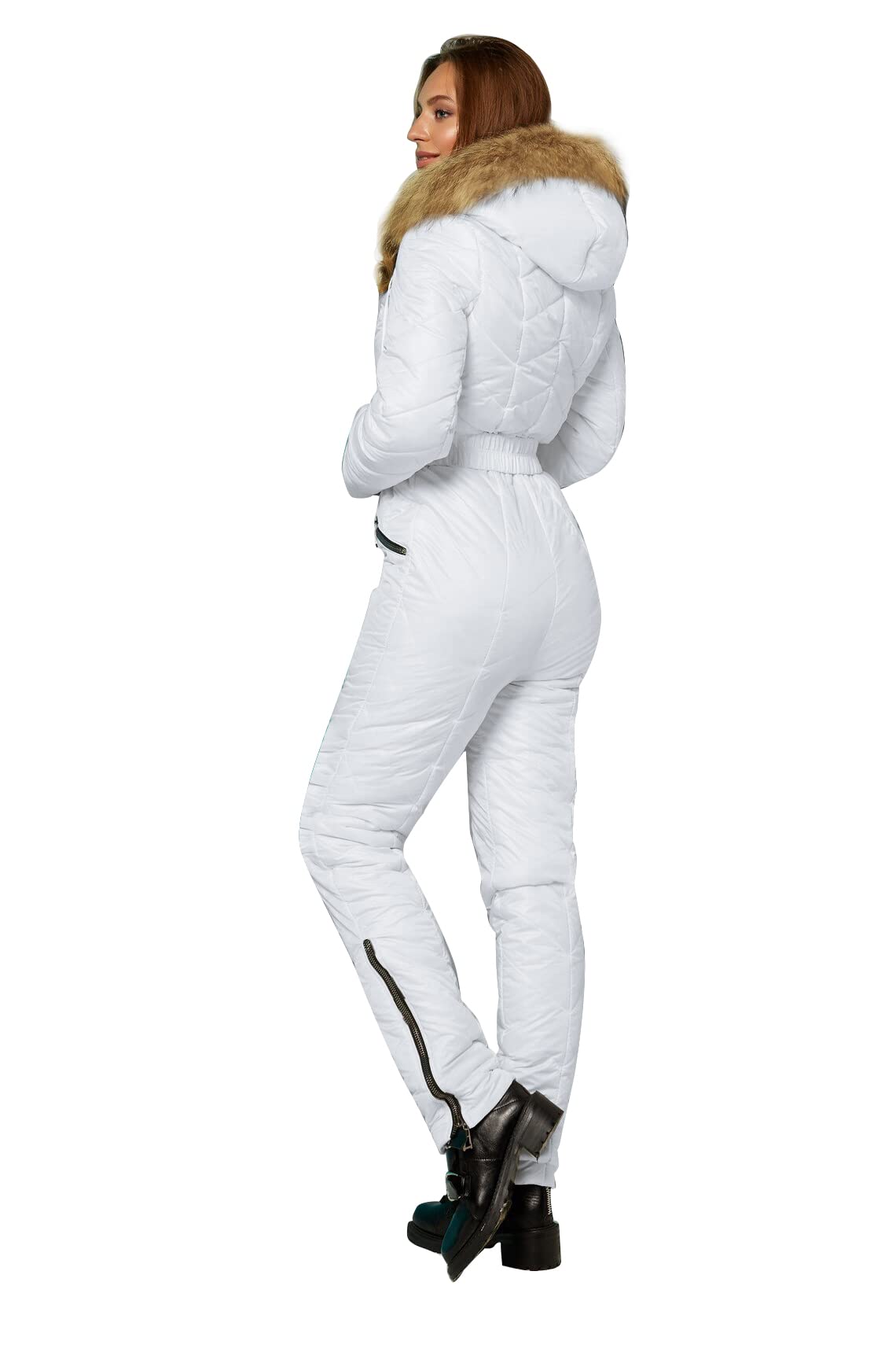 Yousify Women's Winter Ski Suit - One Piece Hooded Snowsuit with Fur Collar for Skiing, Snowboarding & Outdoor Sports | Waterproof & Warm Winter Coat for Cold Weather Adventures