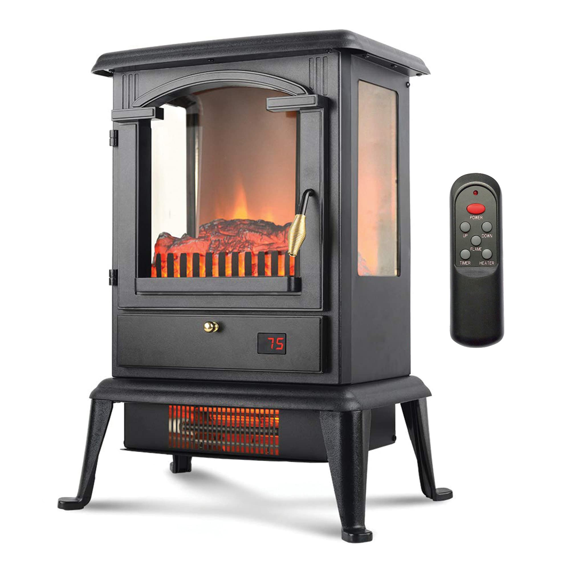 LifeSmart LifePro 1500W Electric Stove Space Heater with Remote - 3-Element Infrared Quartz Heater for Home, Office & Bedroom - Fast Heating & Energy Efficient