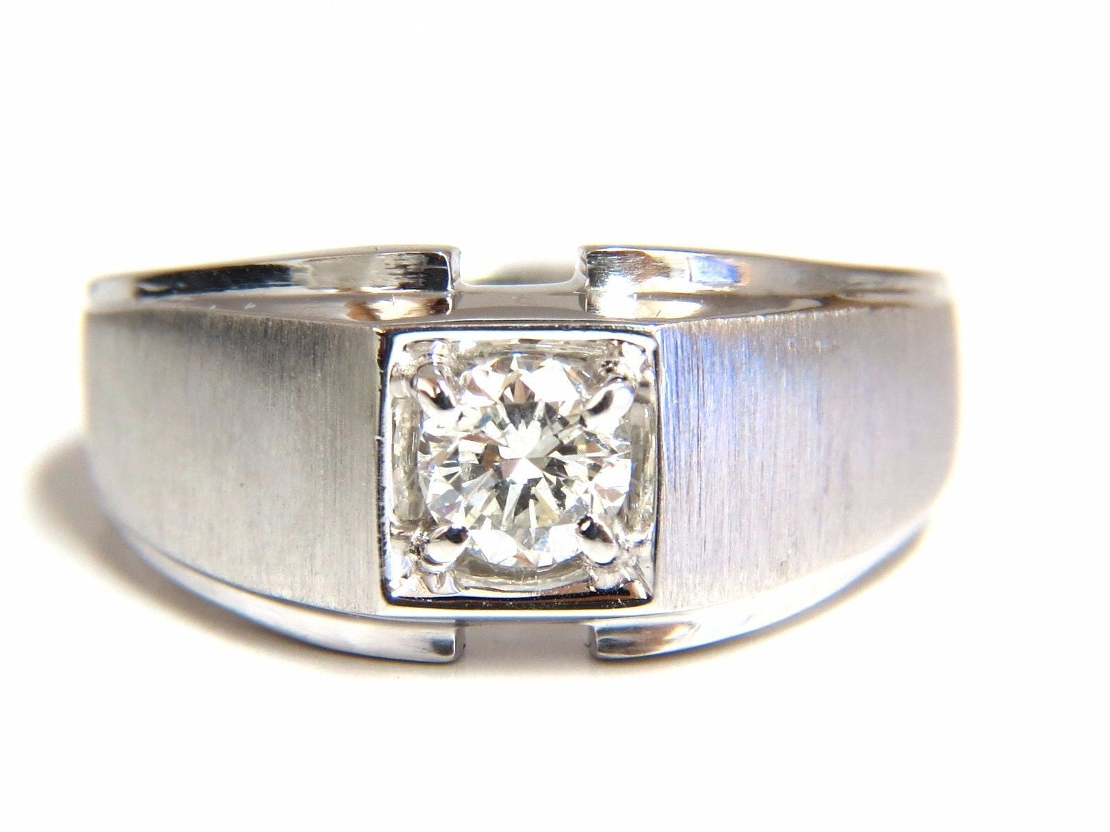 0.56ct Natural Round Diamond Solitaire Ring for Men - 14K Gold Brush Finish | Wedding, Engagement, Anniversary Gift Idea