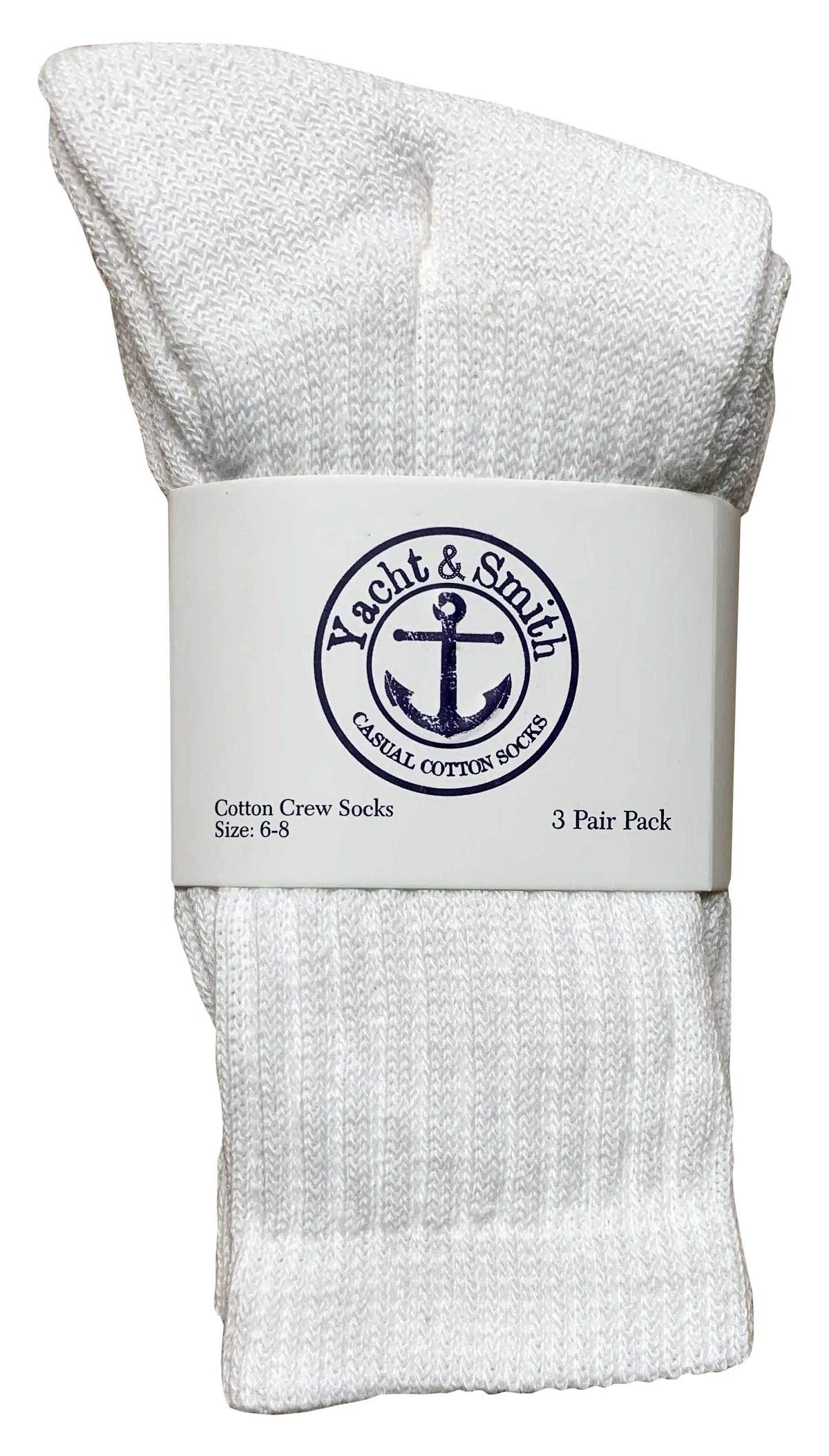 240 Pairs Yacht & Smith Kids Crew Socks Bulk Pack - Soft Cotton Casual Socks for Boys & Girls (Size 6-8) - Perfect for School, Sports & Everyday Wear