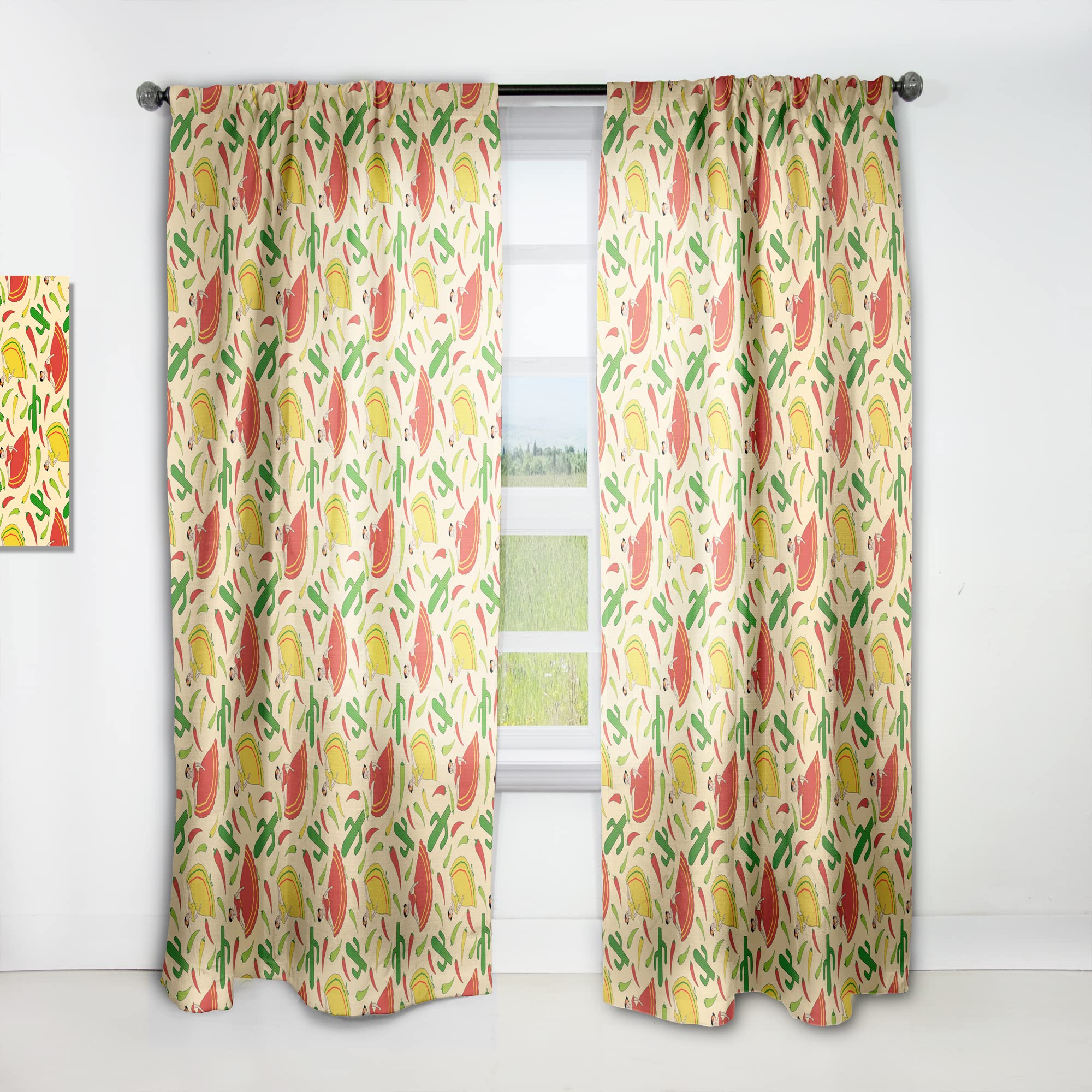 DesignQ Mexican Woman Pattern Thermal Insulated Curtains - Single Panel 52x120 - Elegant Window Drapes for Bedroom & Living Room - Perfect for Home Decor & Sun Protection