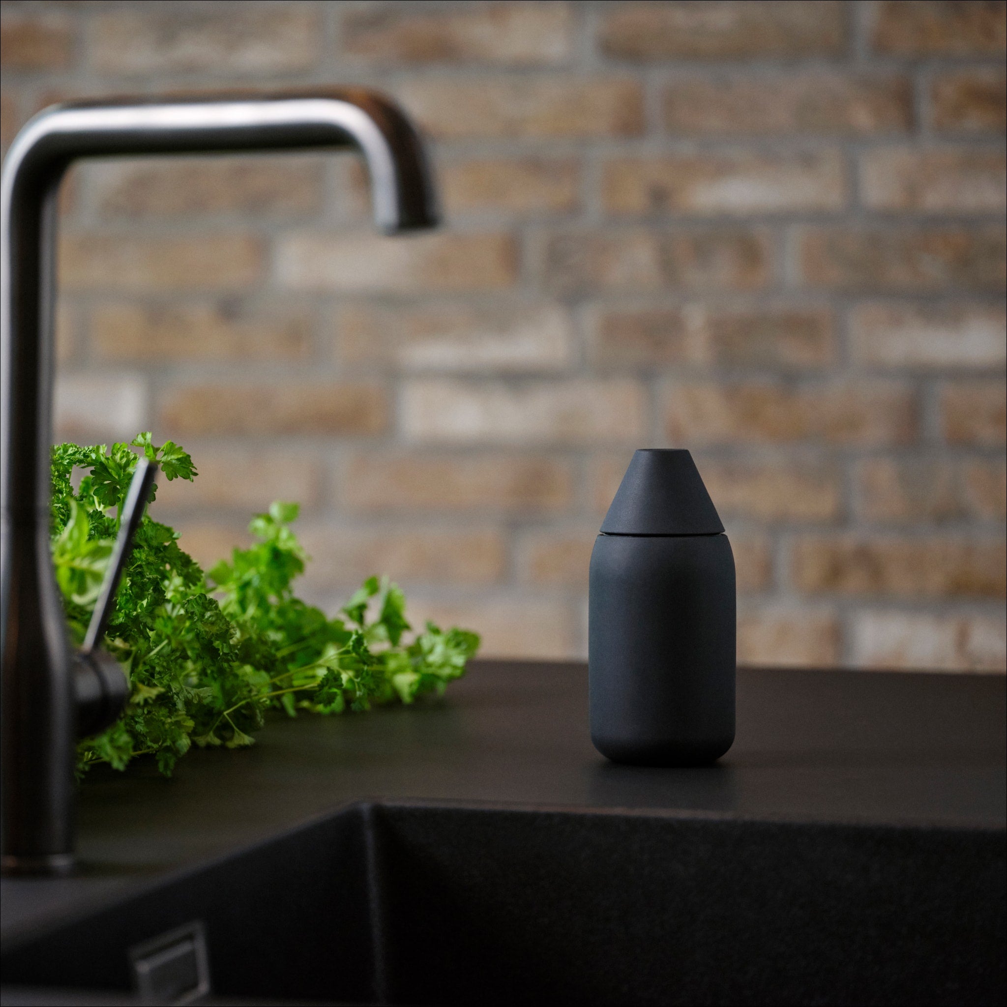 ZONE DENMARK Single Soap Dispenser, 300ml, 15cm Tall, Black - Perfect for Bathroom, Kitchen, and Office Use