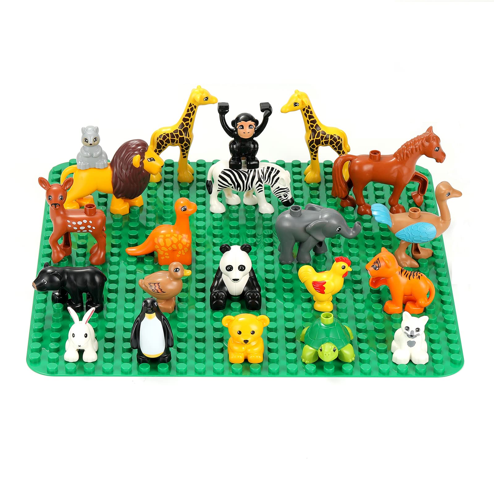 Best Toddler Building Blocks Set - Stacking Animal Toys for 1-5 Year Old Boys & Girls | Large Preschool Educational Toys Compatible with Duplo Baseplate 2304 | Perfect for Early Learning & Creative Play at Home or Classroom