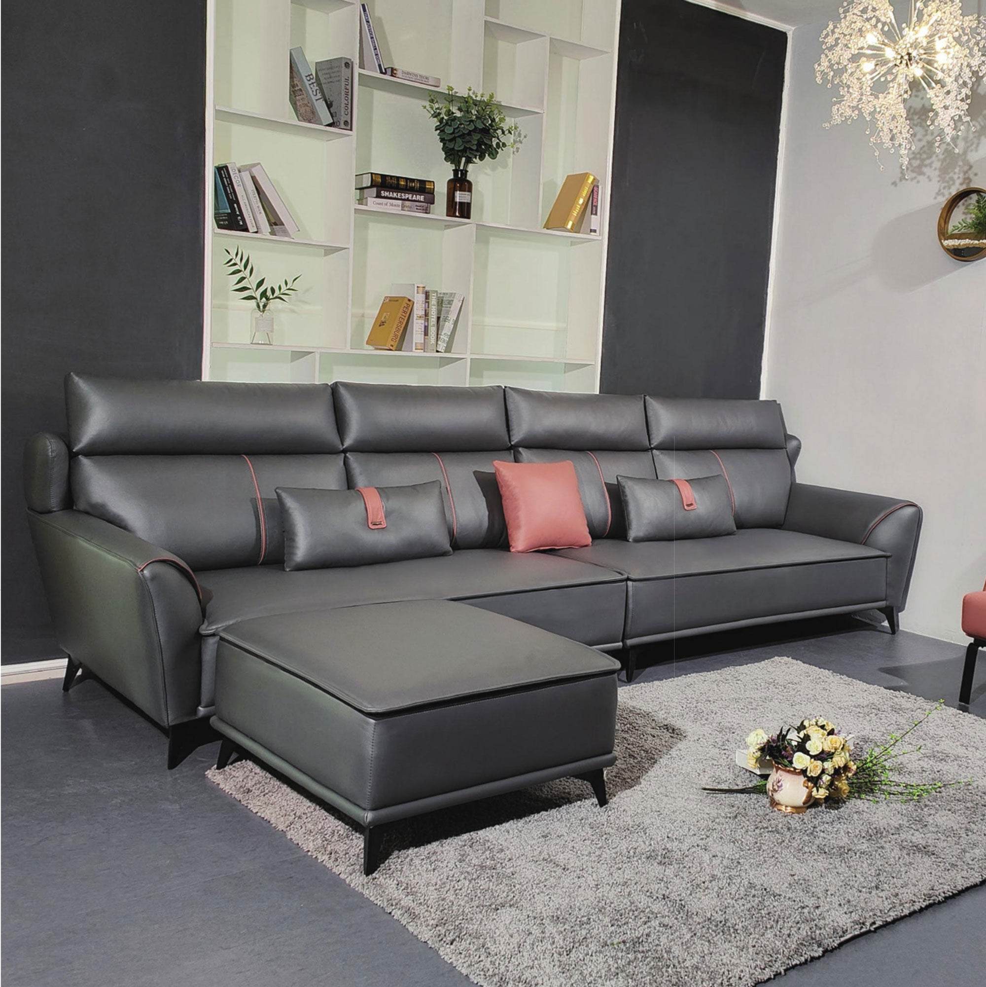 Premium Granger Leathaire Sofa - Genuine Leather 3-Seater Couch for Living Room, Modern Sectional Sofa with Comfortable Cushions | Perfect for Home Theater, Lounge & Family Gatherings
