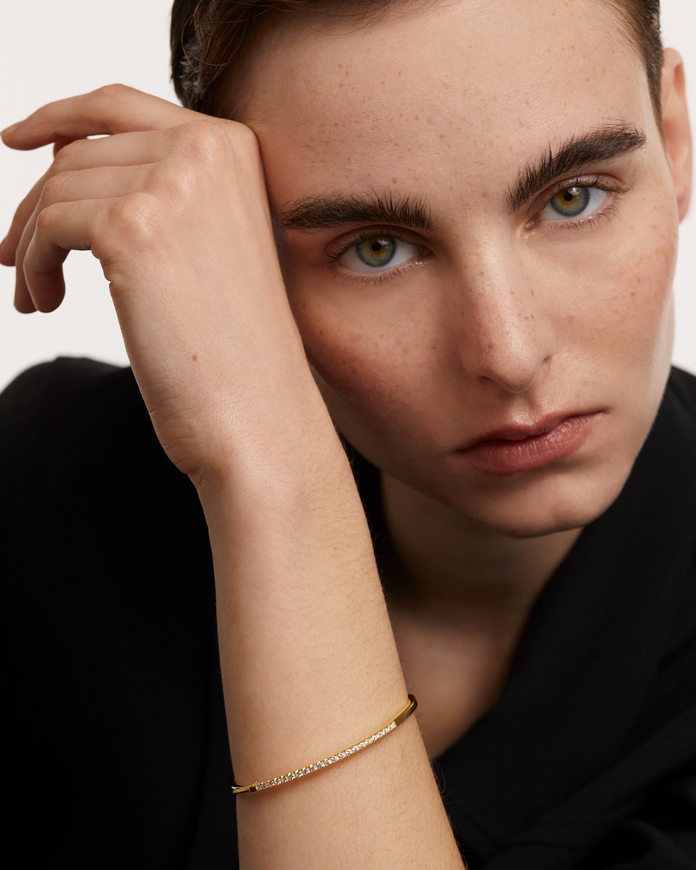 GRID April Gold Bangle - Elegant 14K Gold Plated Bracelet for Women, Minimalist Stackable Jewelry Gift for Her - Perfect for Everyday Wear, Date Nights & Special Occasions