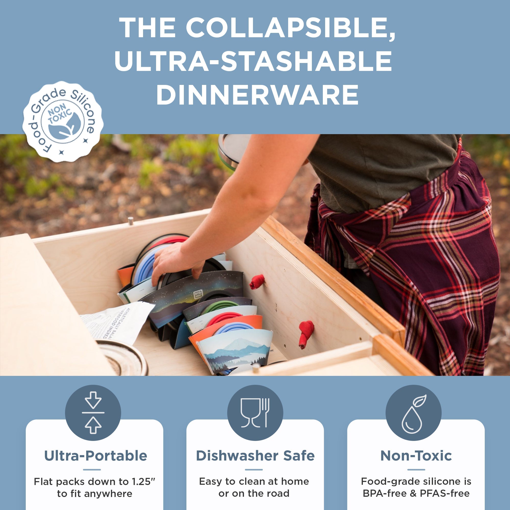 Collapsible Insulated Bowl - 1 Quart Leak-Proof Travel Food Container for Camping, Hiking & Picnics | BPA-Free & Durable