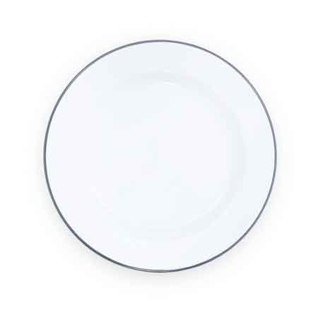 Vintage Grey Rim Crow Canyon Dinner Plates Set of 4 - 10.25 Inch Porcelain Plates for Everyday Dining, Dinner Parties & Kitchen Decor