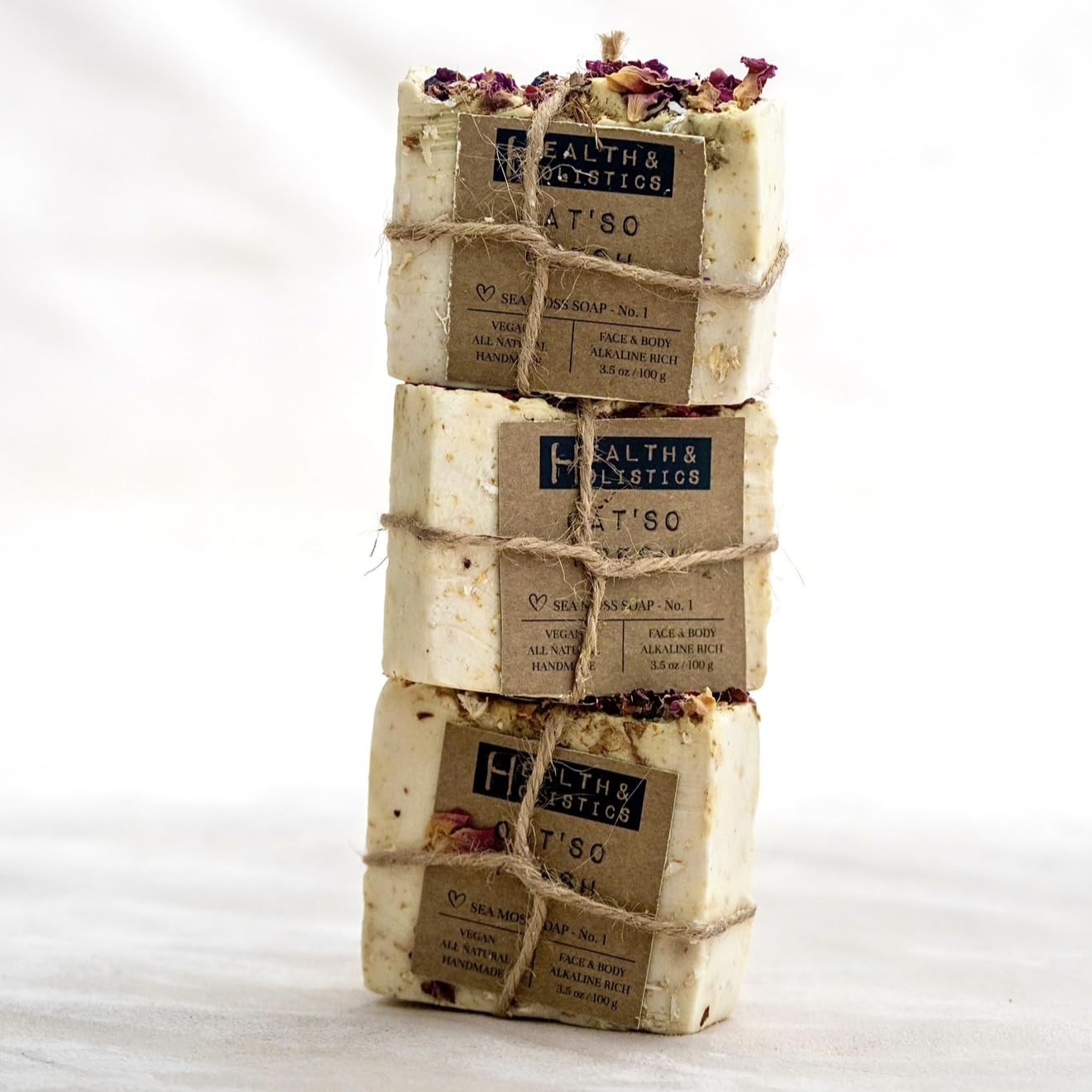 Organic Vegan Sea Moss Soap (3-Pack) - Oat'so Fresh with Lemongrass & Orange Peel | Handcrafted Eco-Friendly Soap Bars | UK Tested | Perfect for Sensitive Skin & Daily Body Care