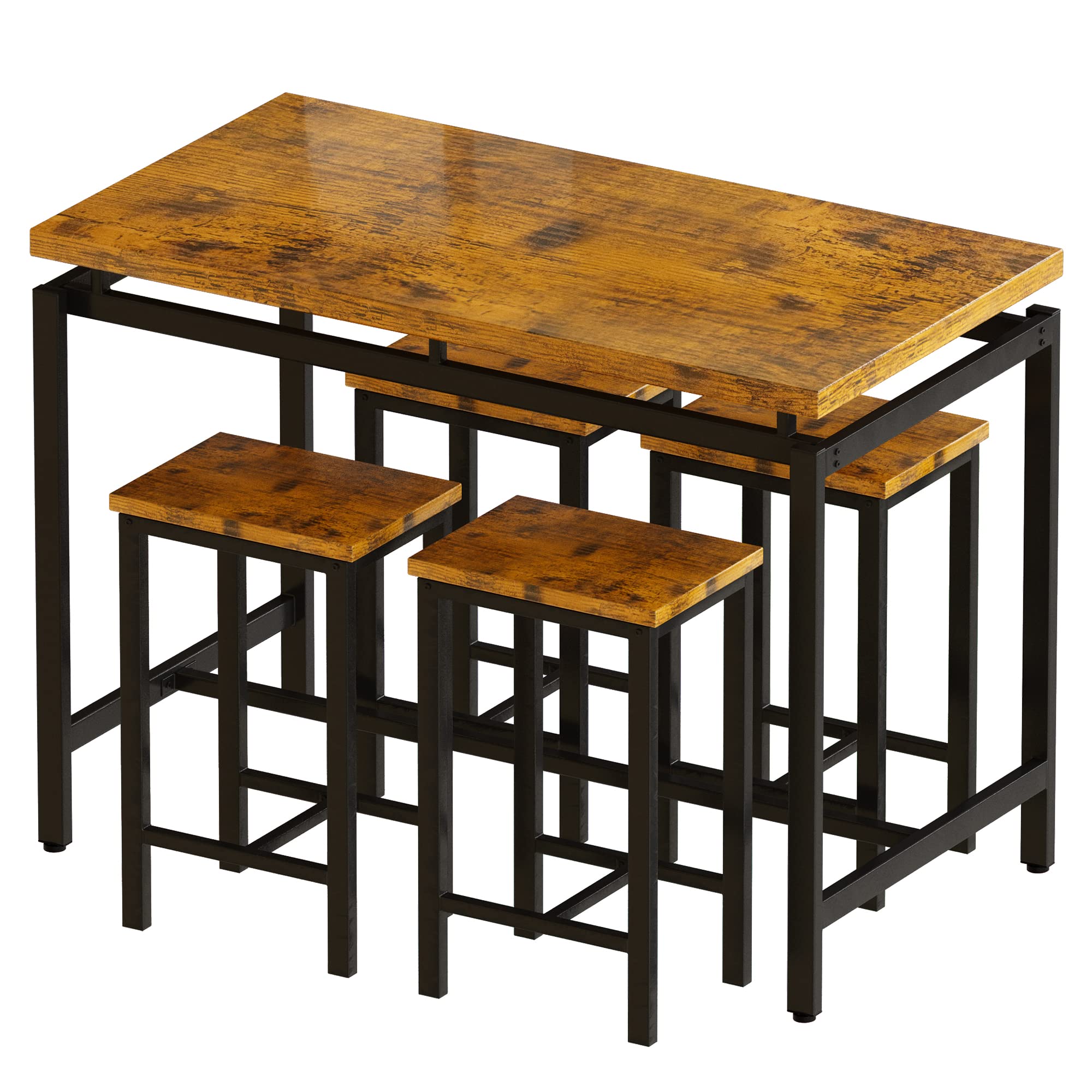 Industrial Bar Table and Chairs Set - 47